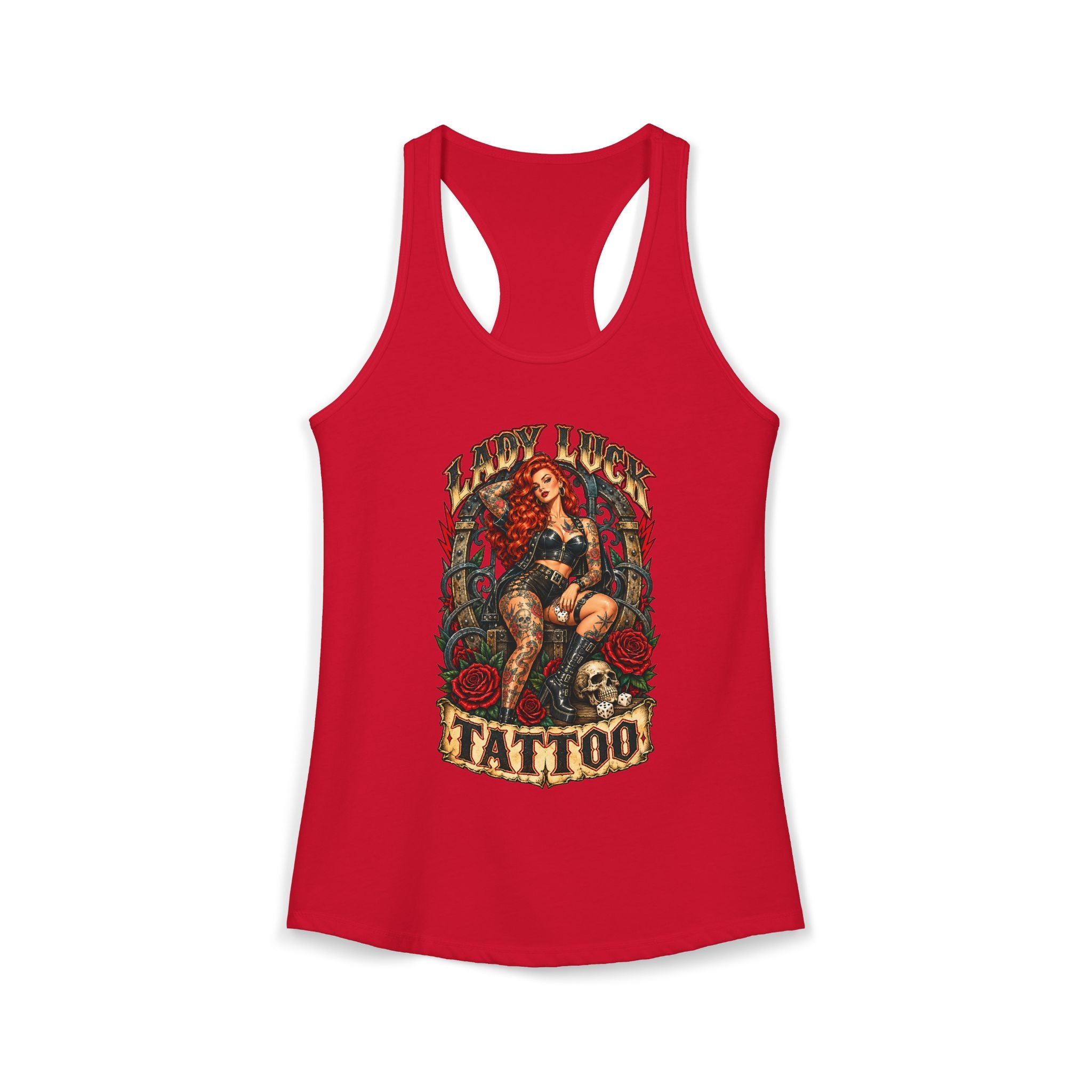 Lady Luck Tattoo Rebel Pinup Women’s Racerback Tank