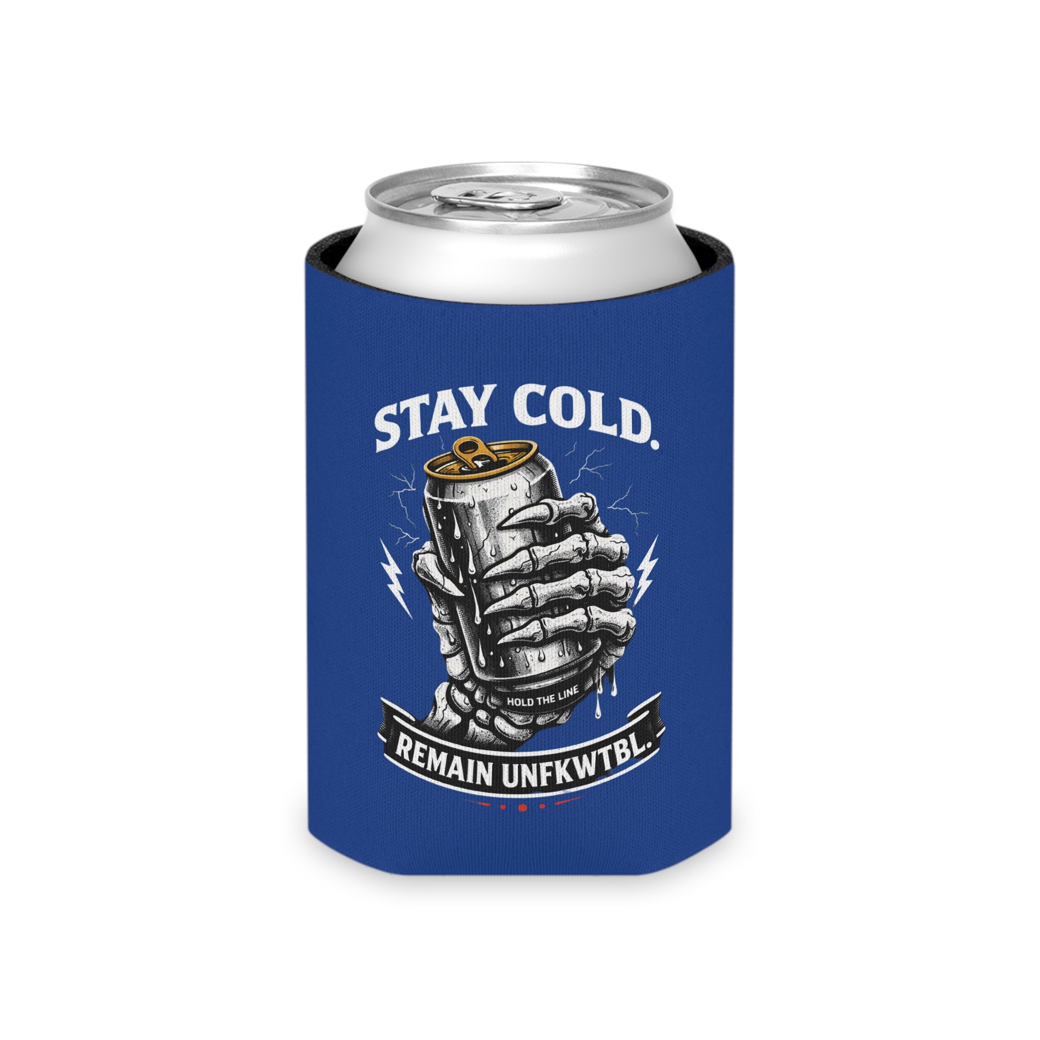 Can Cooler - "Stay Cold" Skull Hand Beer Koozie (You’re On The Menu)