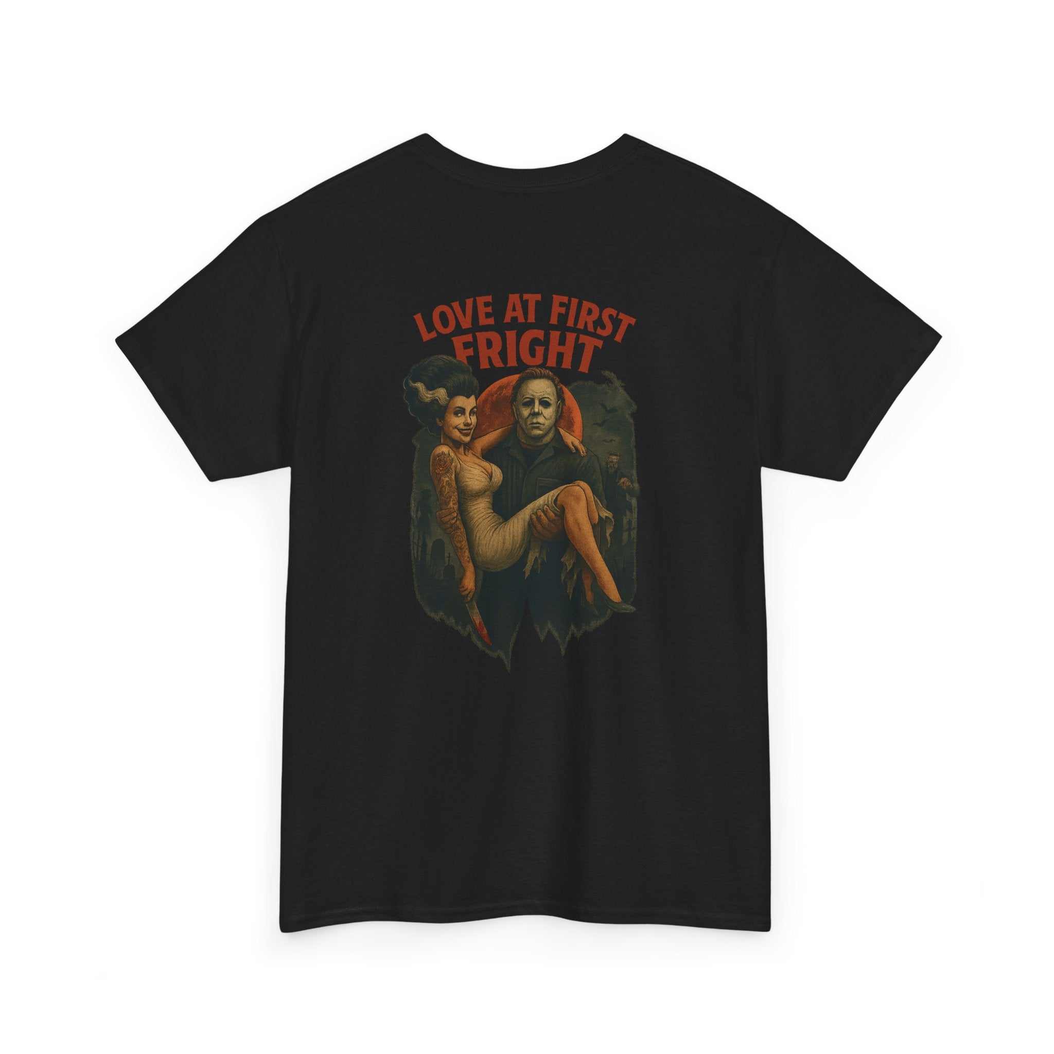 Michael Myers T-shirt featuring Bride of Frankenstein design, unisex horror tee