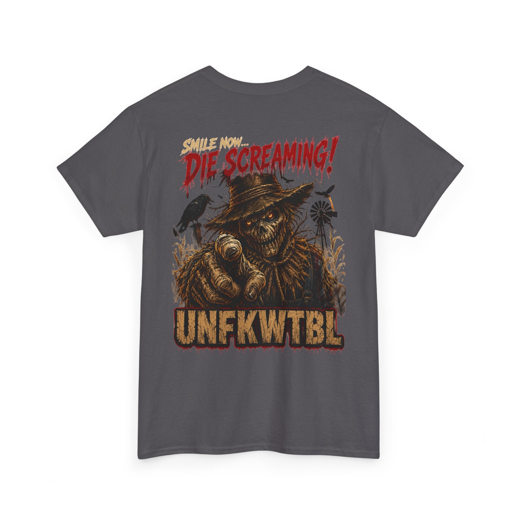 Horror Graphic Tee — "They’re Screaming" Scarecrow Design (UNFKWTBL)