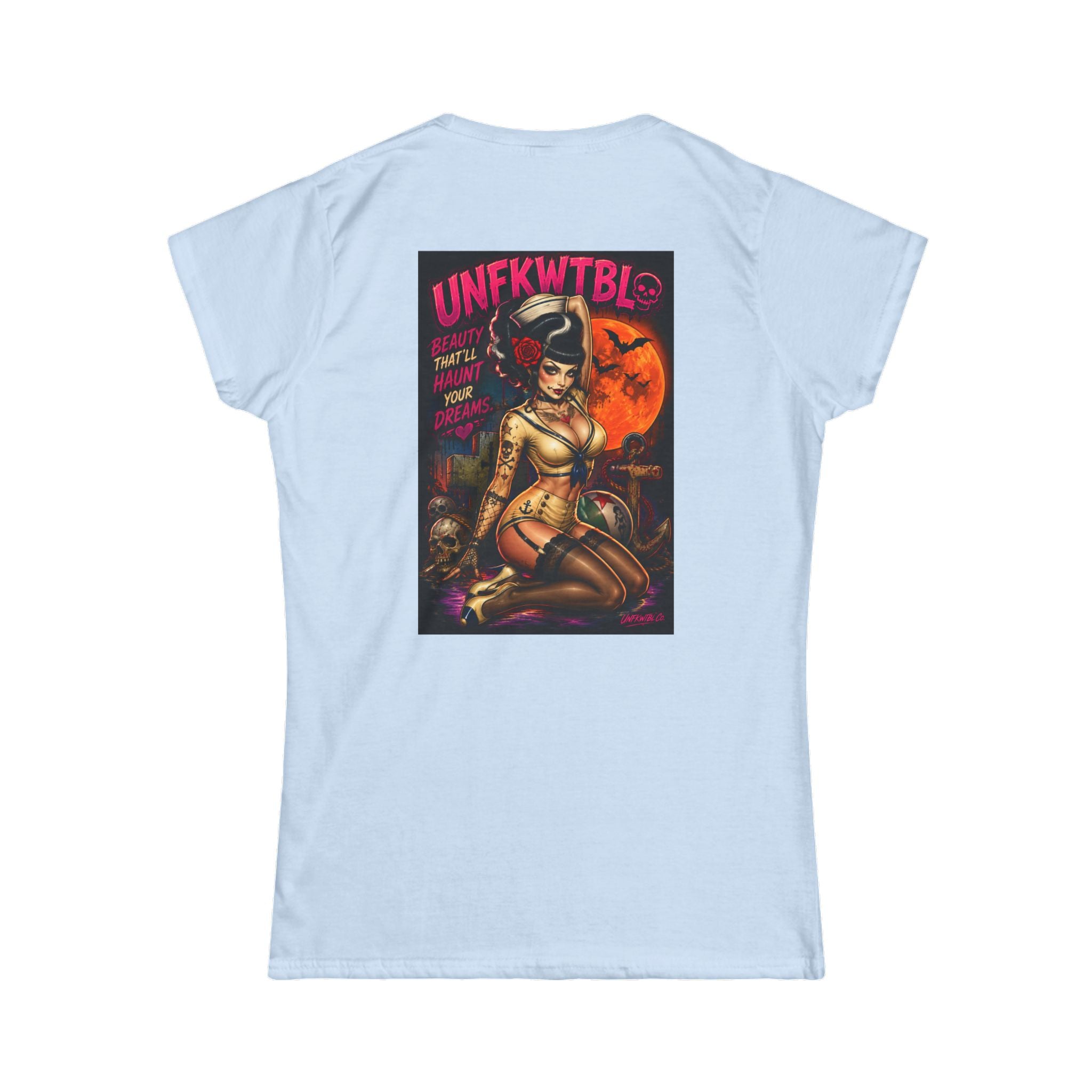 Zombie beach pinup Women’s White Tee — Classic Softstyle Crewneck