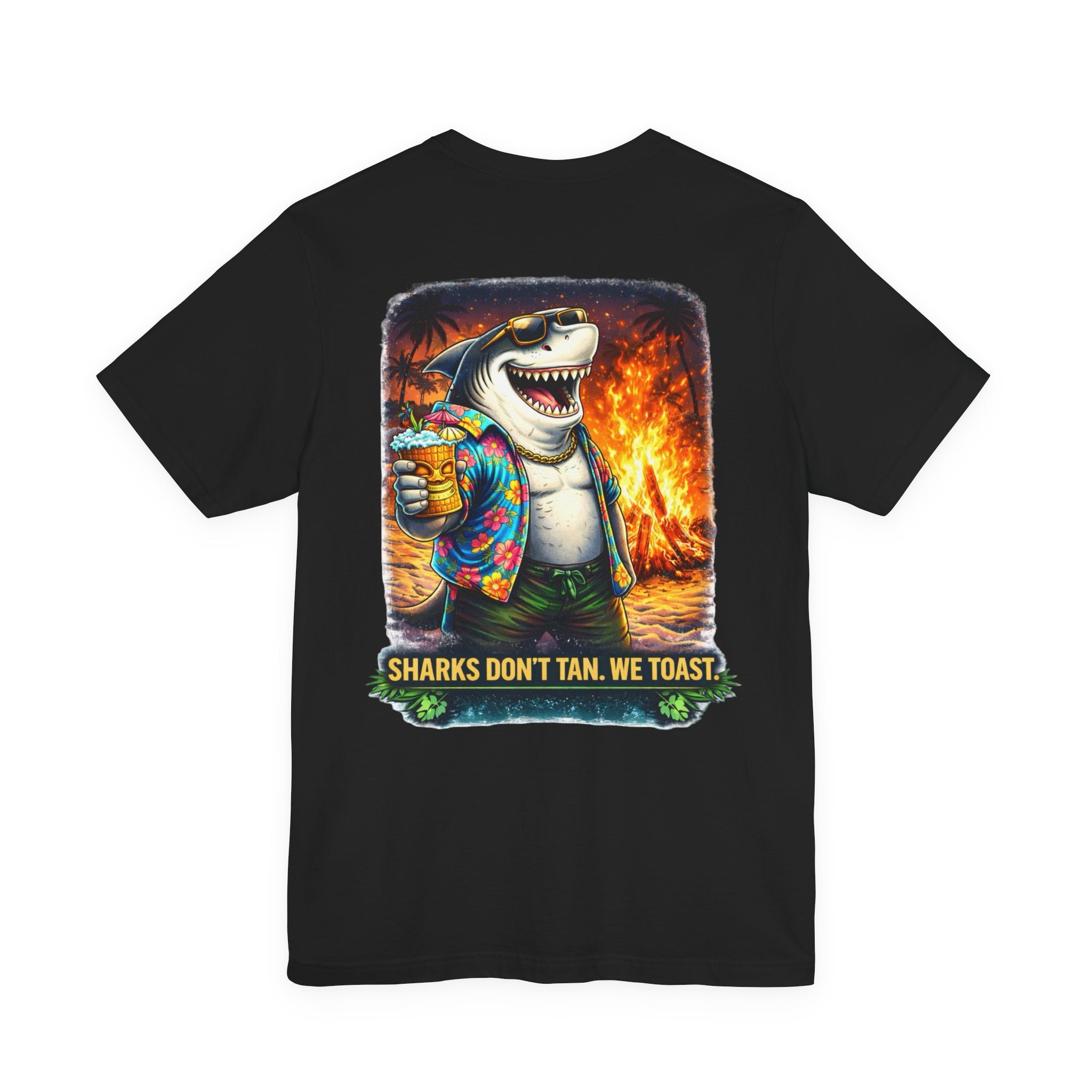 Shark Bonfire Tee — "Sharks Don’t Tan, We Toast" Graphic T-Shirt