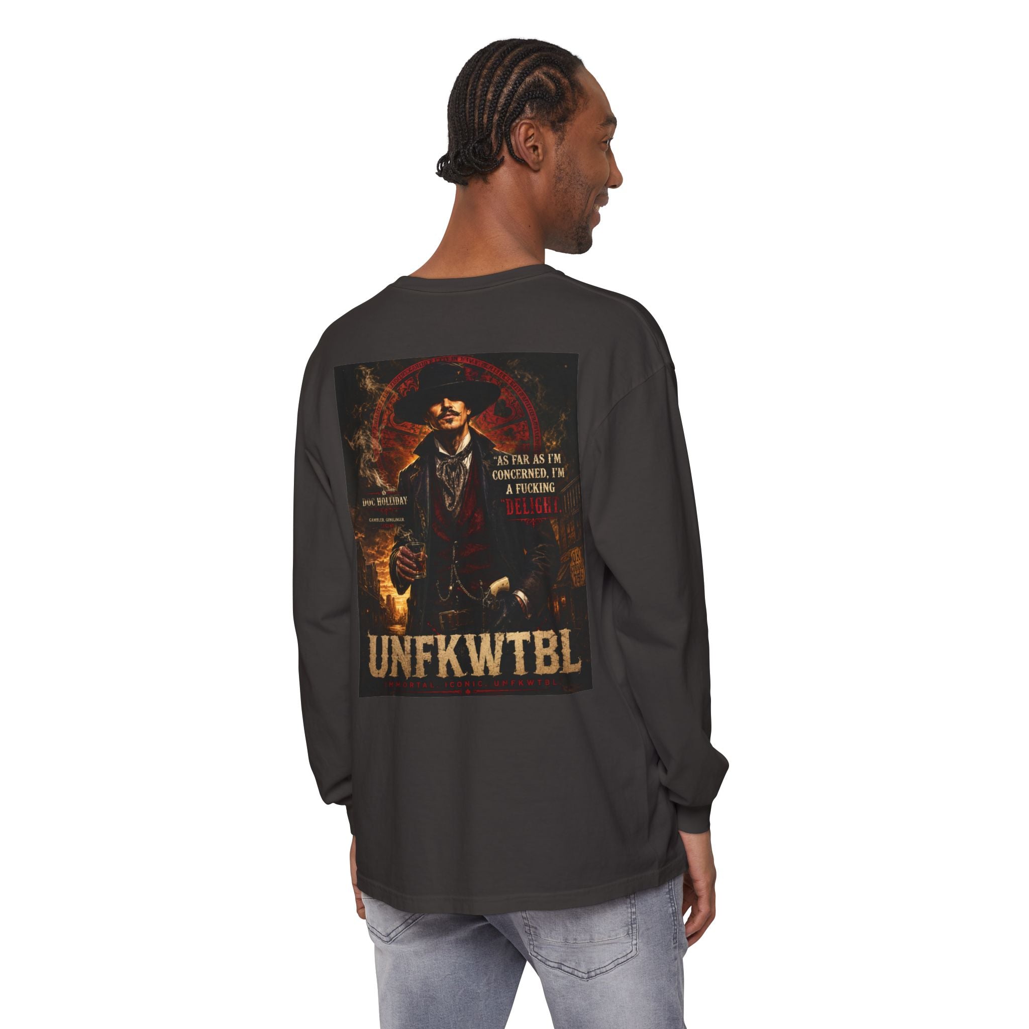 Unfkwtbl Vintage Western Long Sleeve T‑Shirt — Gunslinger Graphic