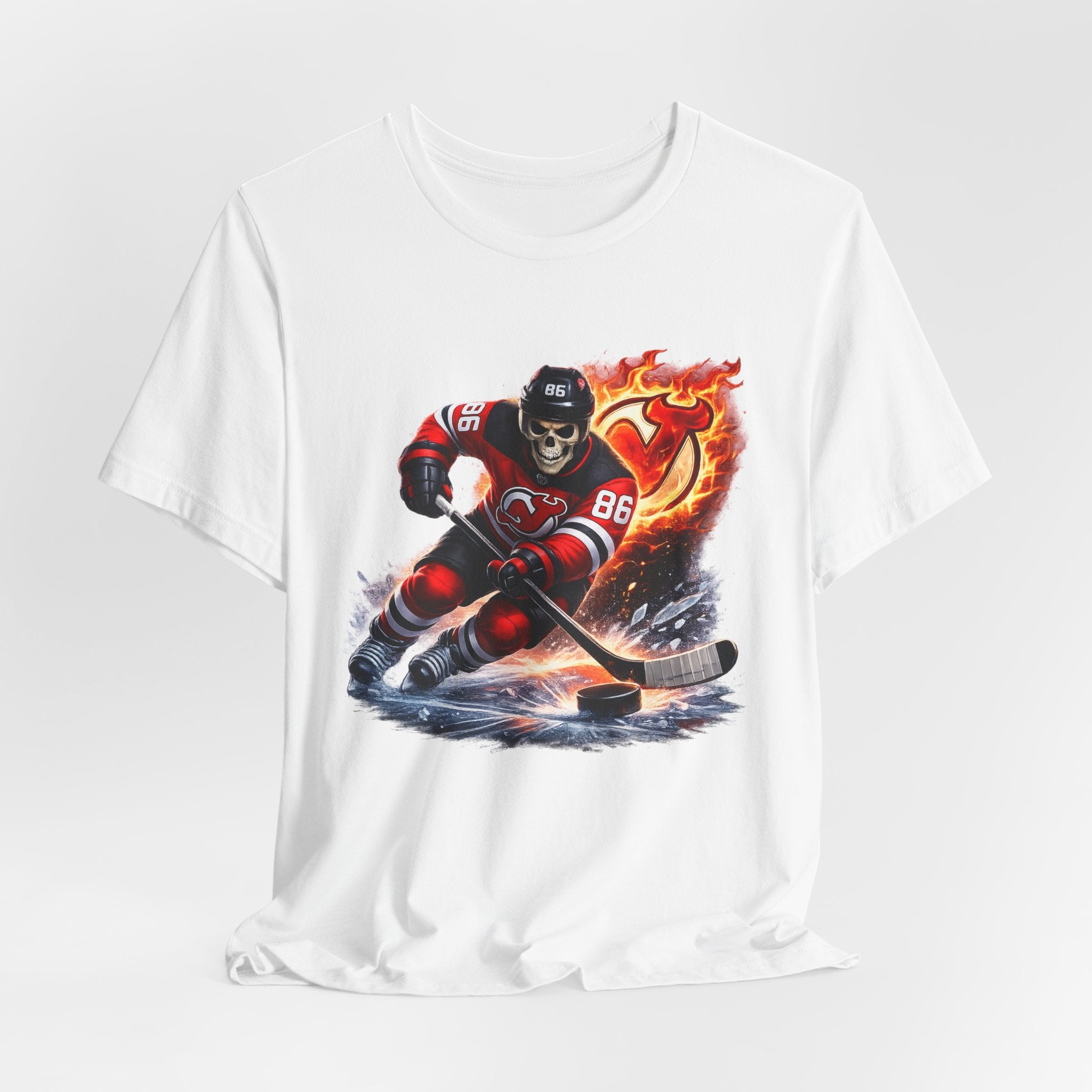 Flaming Hockey Player Graphic Tee
