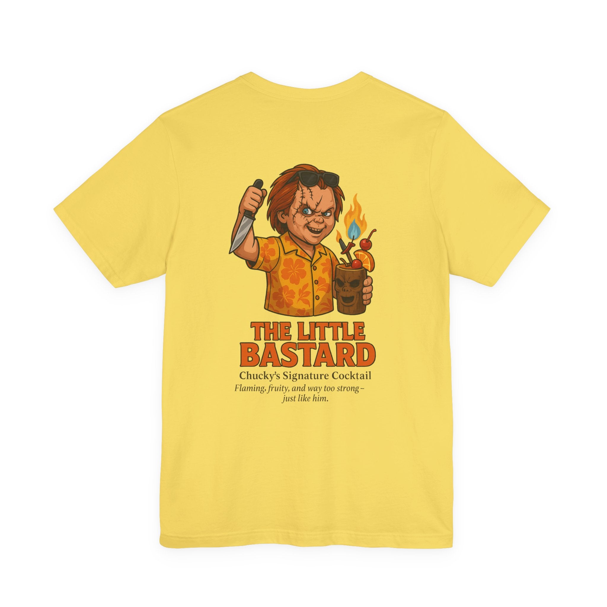 Chucky "The Little Bastard" Graphic Tee — Horror Movie Cocktail Shirt