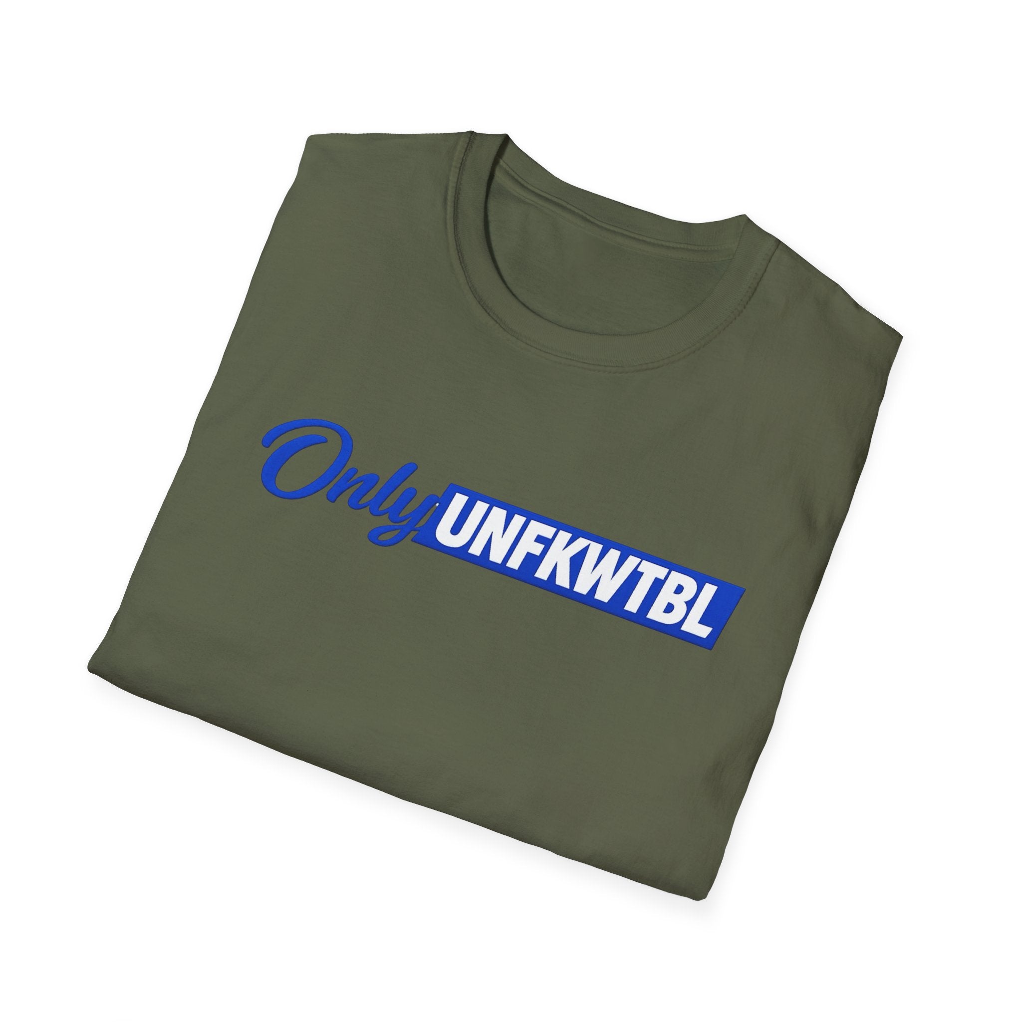 T-Shirt — "Only UNFKWTBL" Blue Script Logo Tee