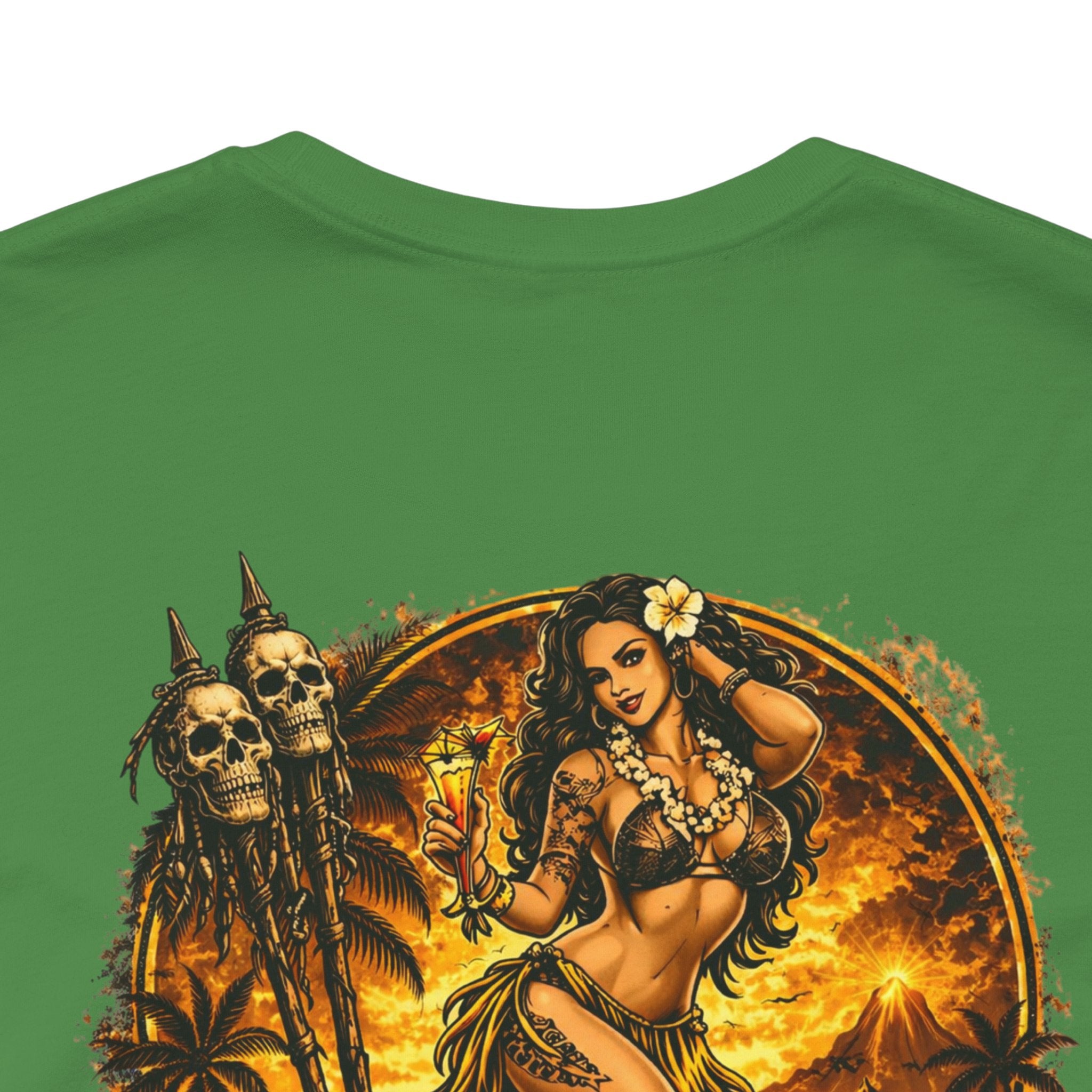 Paradise Has a Price T‑Shirt — Tropical Pinup Sunset Graphic Tee