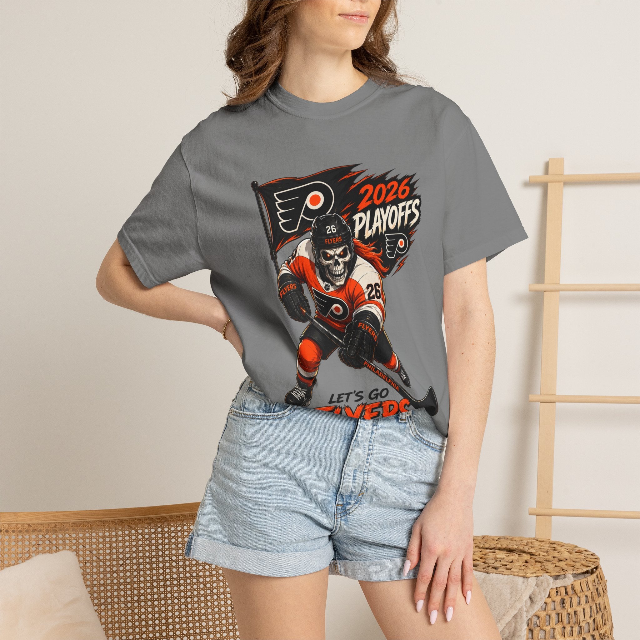 Flyers 2026 Playoffs Hockey T-Shirt — 'Let's Go Flyers' Vintage Skate Design