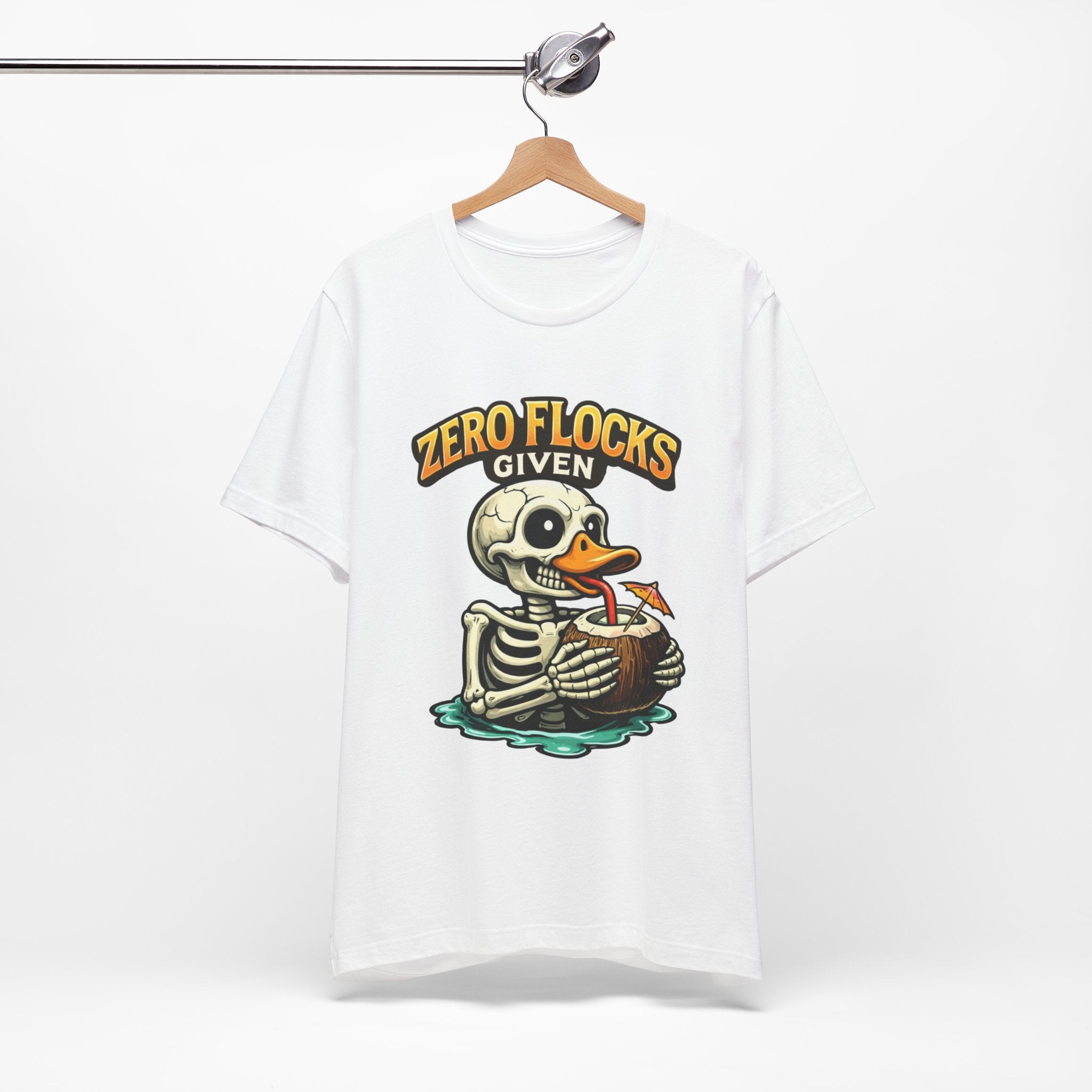 T‑Shirt — "Zero Flocks Given" Skeleton Duck Graphic Tee