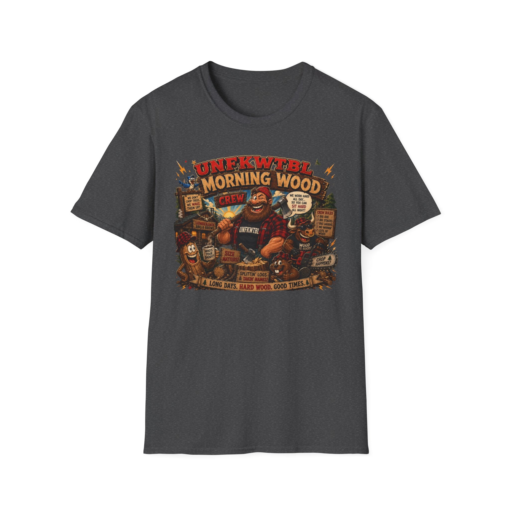 Morning Wood Crew T-Shirt — Funny Lumberjack Graphic Tee