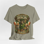 Straight Out of Dublin Irish Pub T-Shirt — St. Patrick’s Day Skeleton Pint Tee