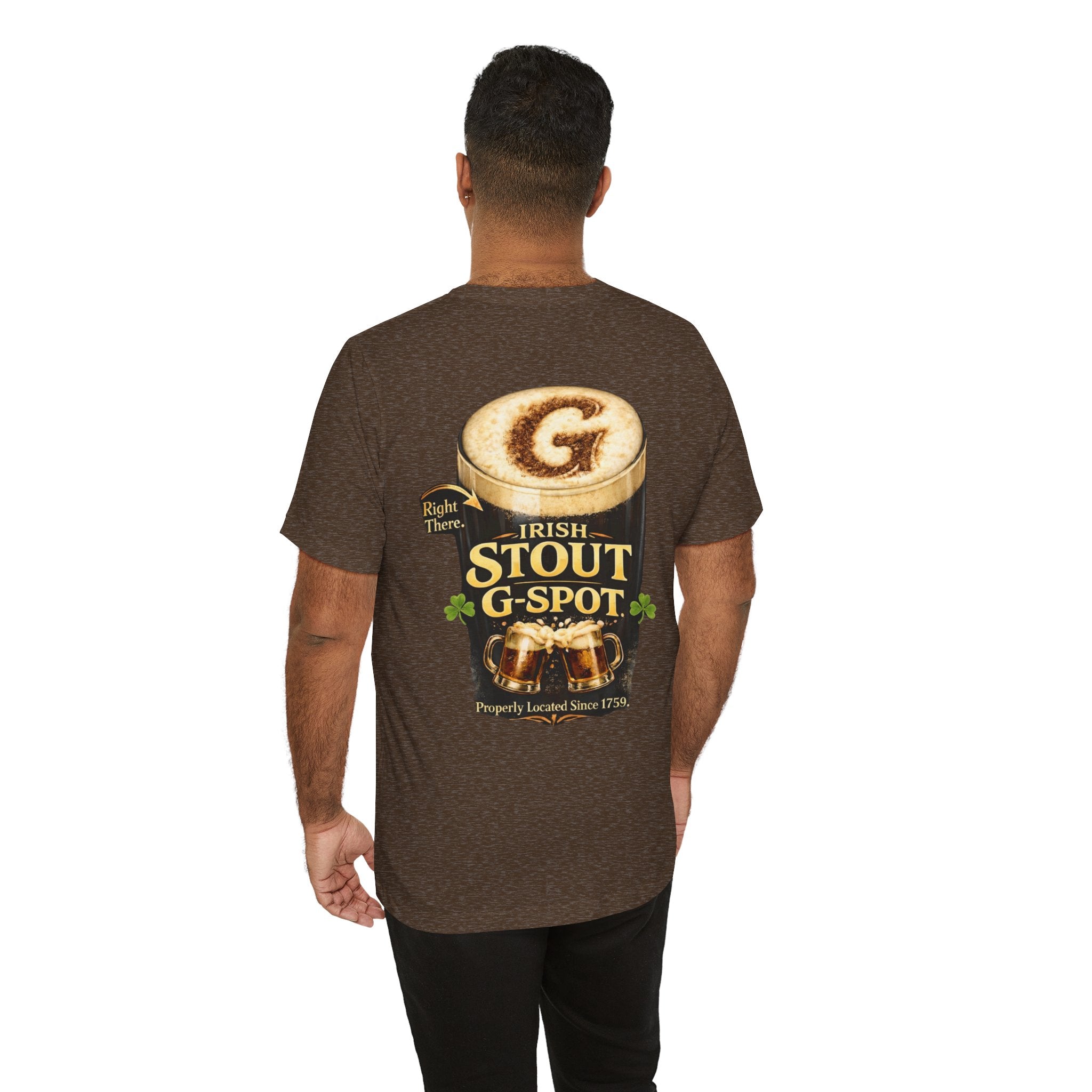 Irish Stout G-Spot T-Shirt — Funny Beer Pub Tee with Shamrock Design