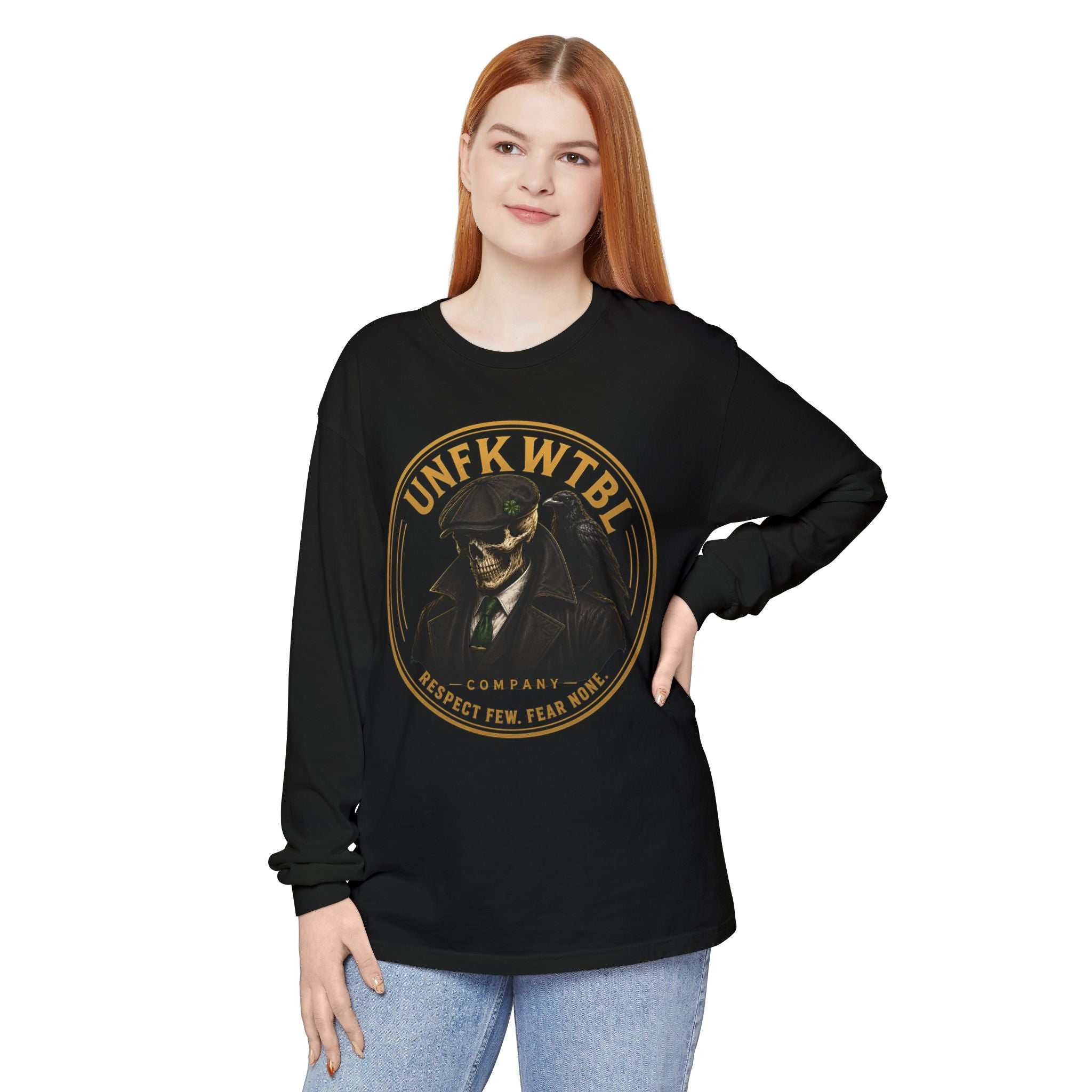 UNFKWTBL Skull Detective Long Sleeve T‑Shirt — "Respect Few, Fear None"