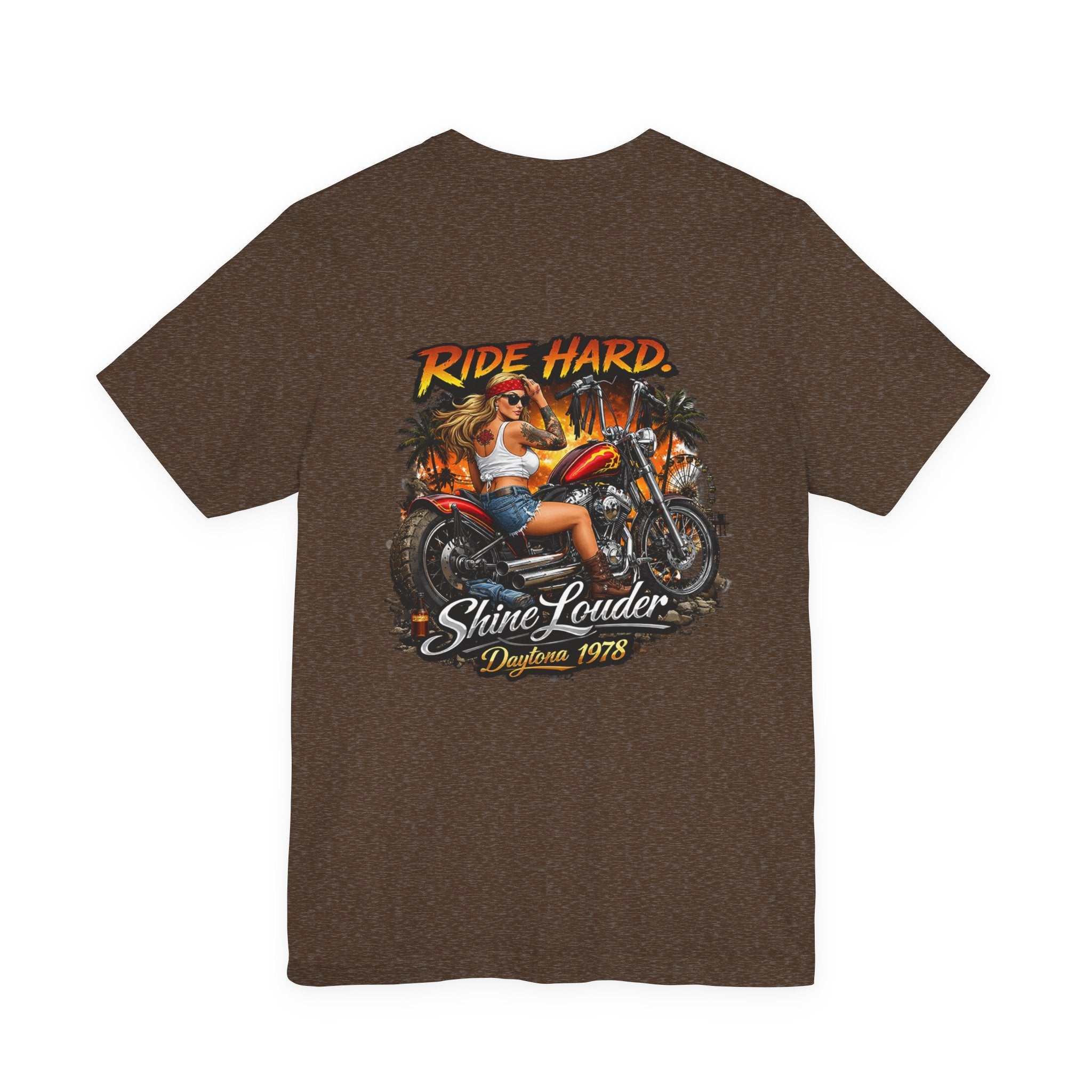 Ride Hard Motorcycle Tee — "Ride Hard, Shine Louder" Biker Graphic T-Shirt