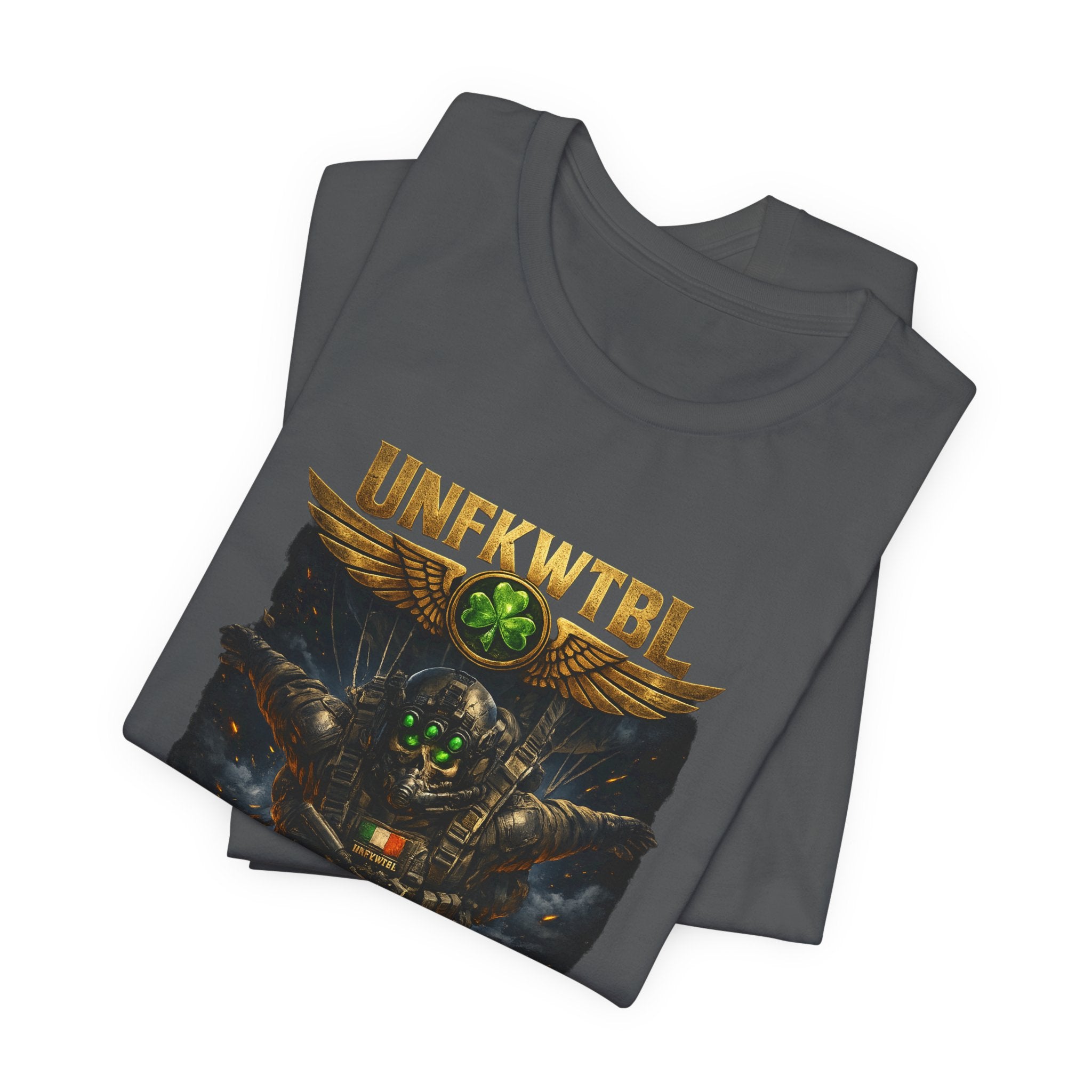 Military Mech Combat T‑Shirt — 'UNFKWTBL' Sci‑Fi Armor Design