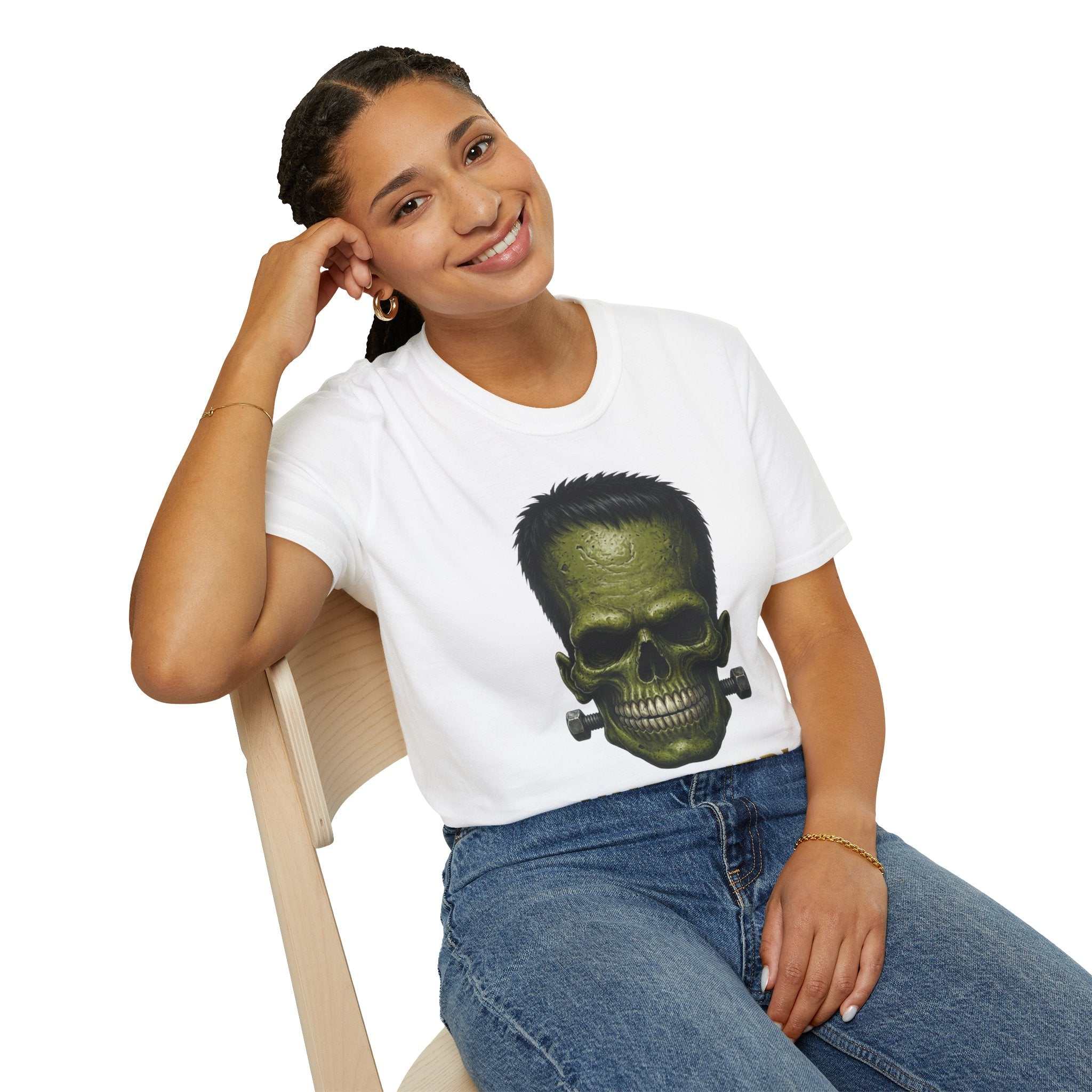 Frankenstein Skull T-Shirt — Green Horror Graphic Tee with 'UNFKWTBL'