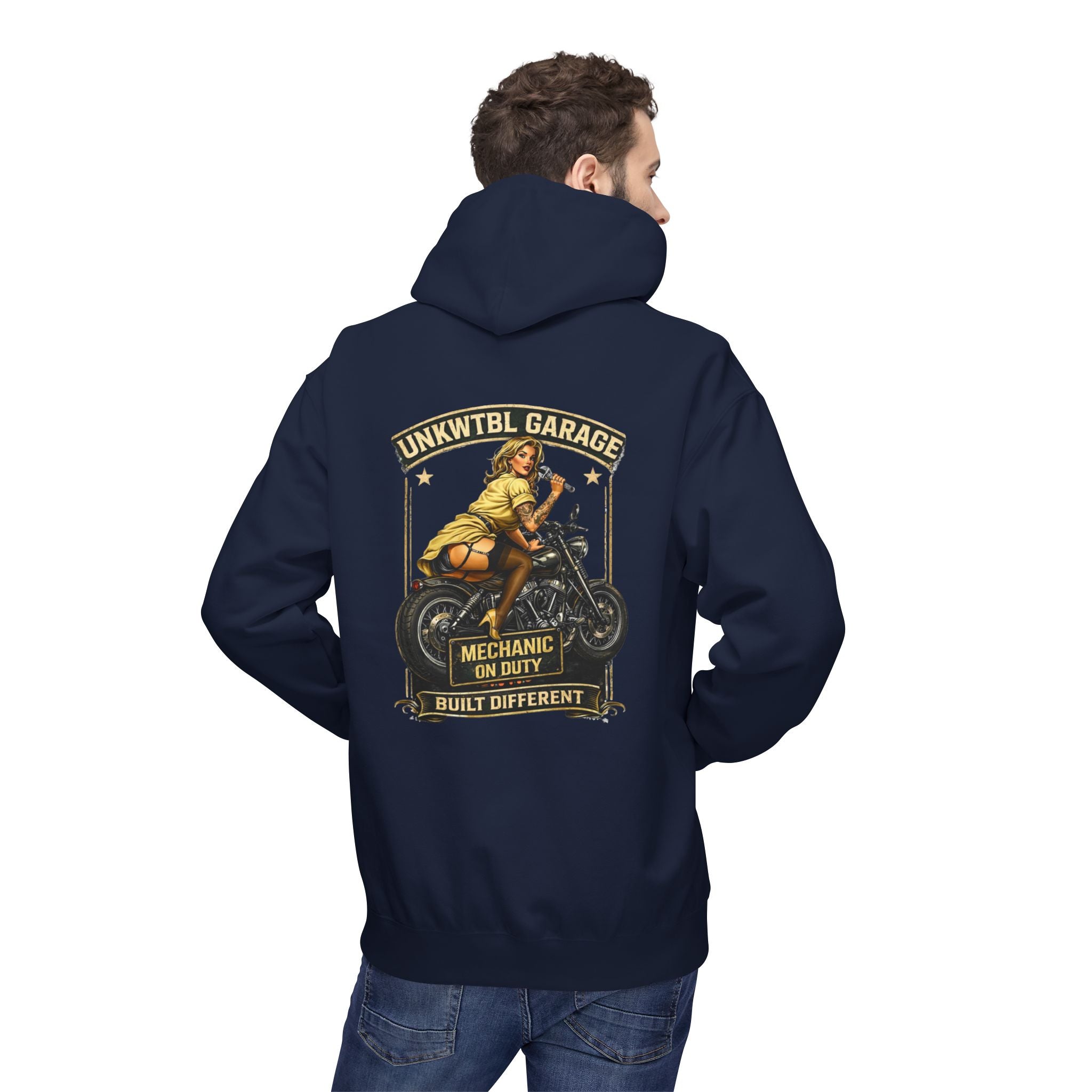 Mechanic Garage Hoodie — "Mechanic On Duty" Vintage Motorcycle Design