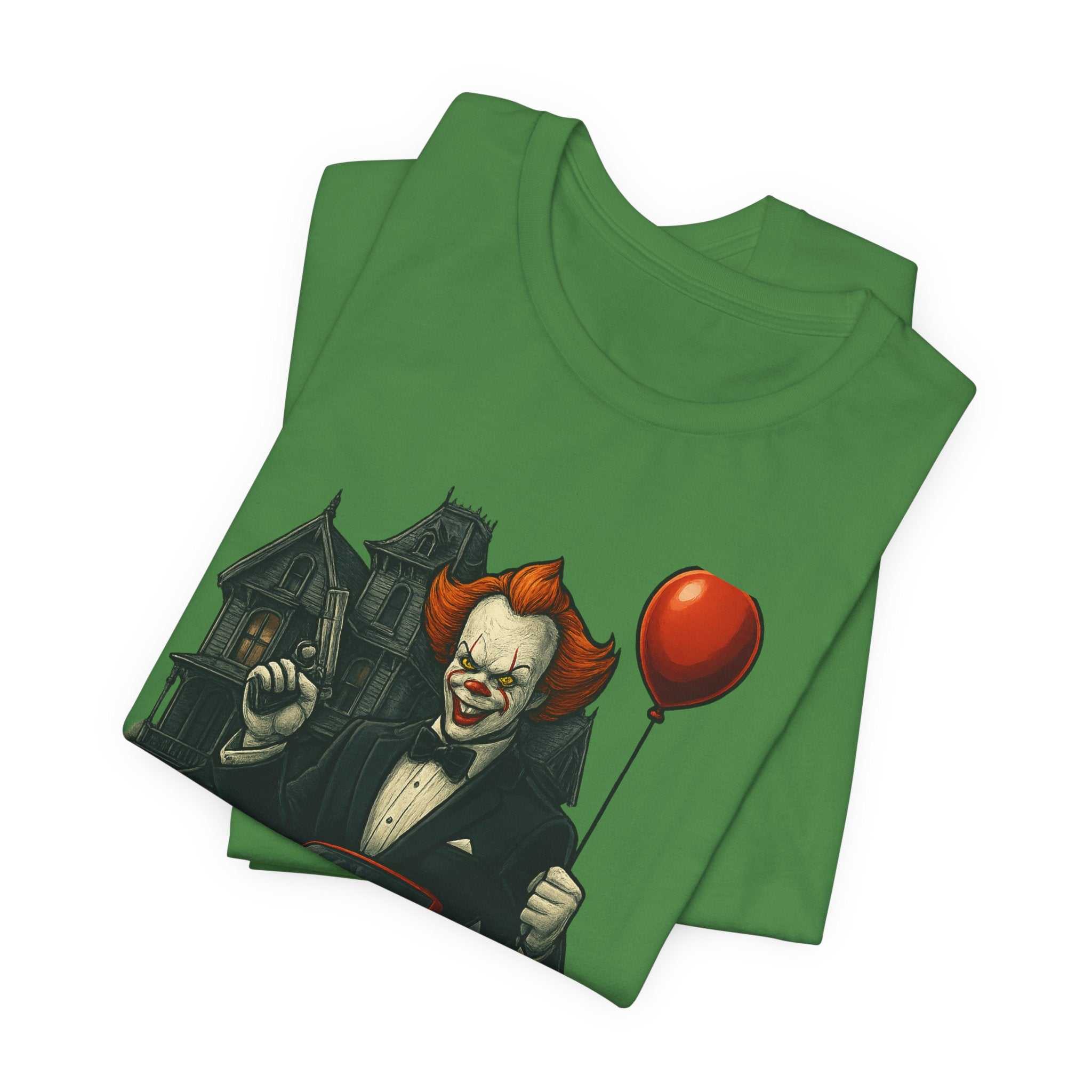 Clown Spy Thriller Tee — "Bond 007" Horror Car Balloon Graphic T-Shirt