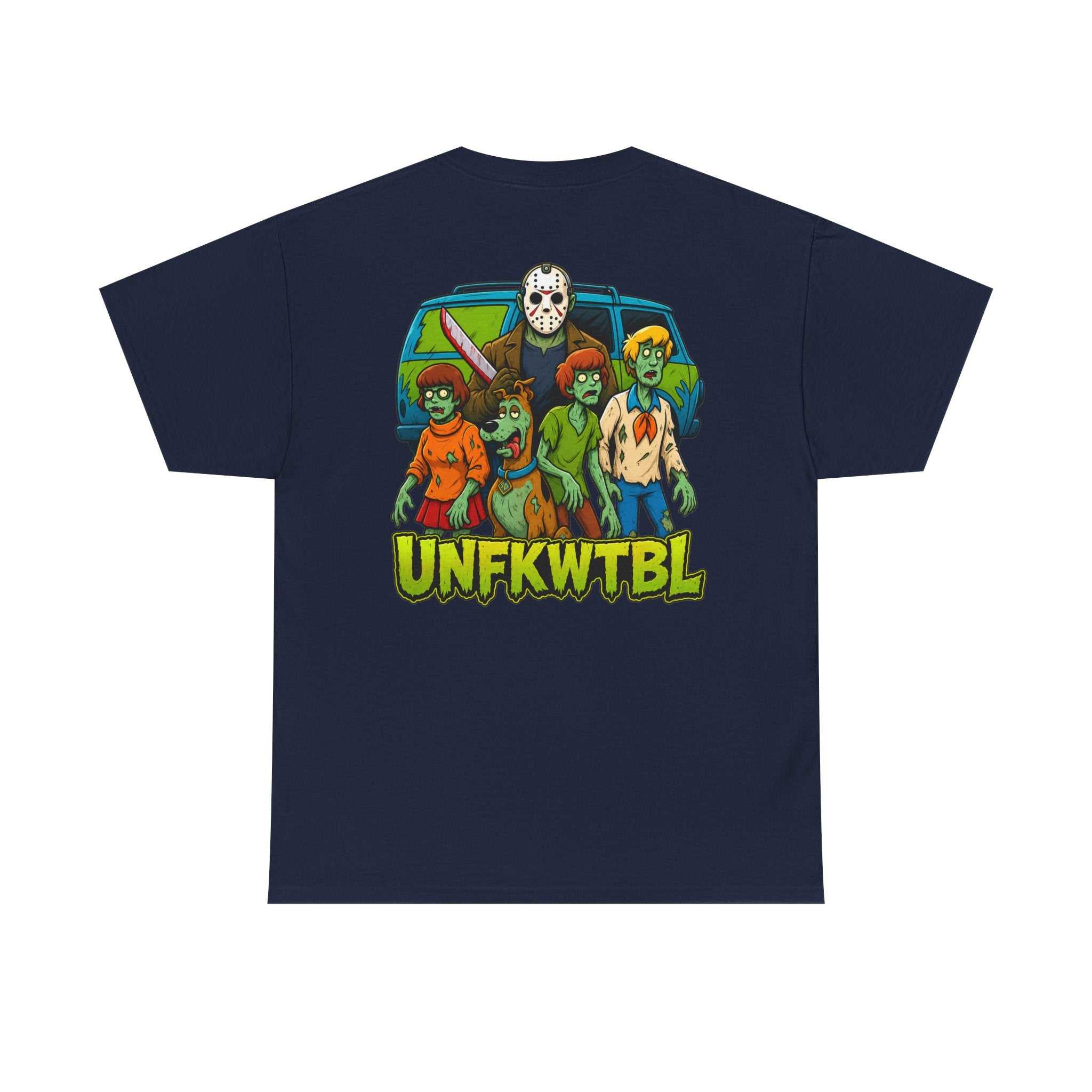 T-Shirt with Jason Voorhees Hanging with Mystery Crew Design