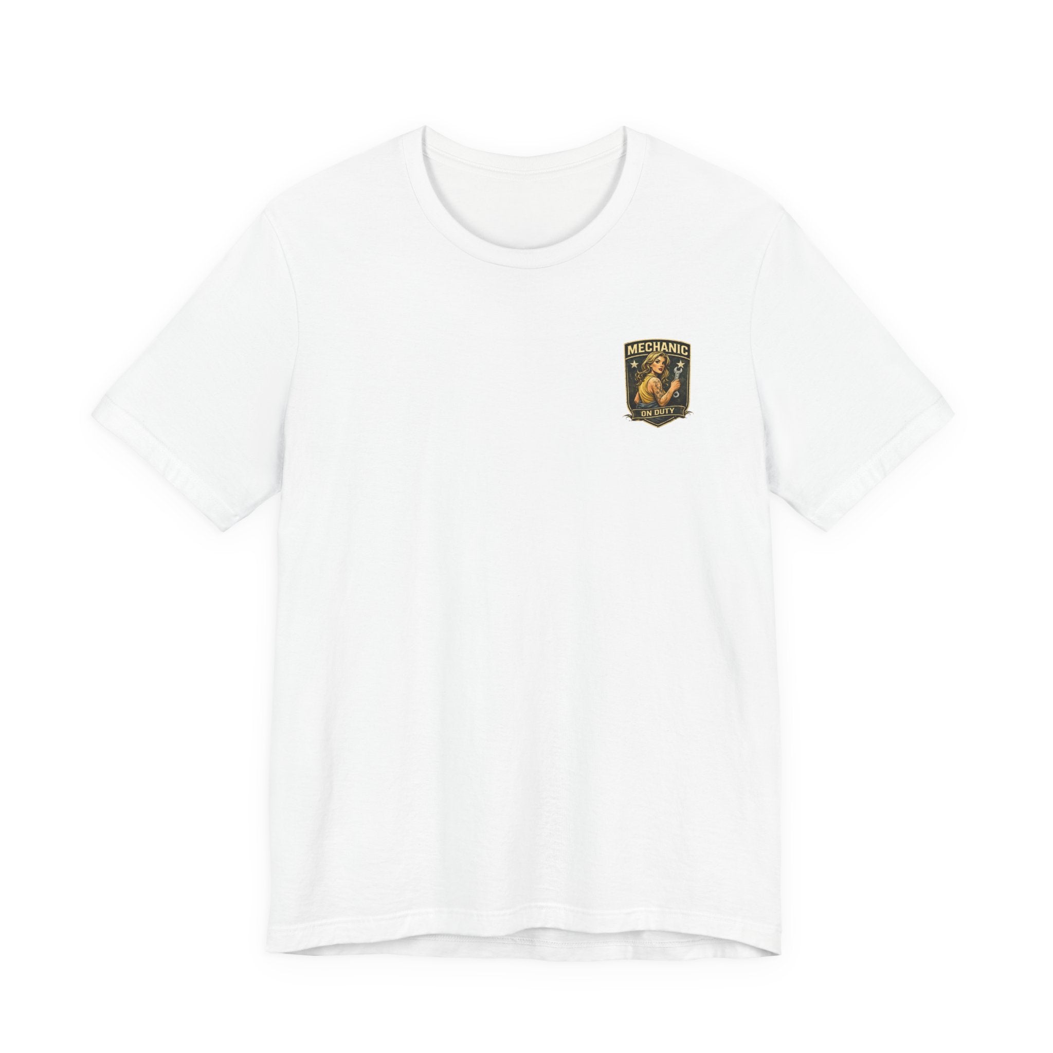 Mechanic On Duty Tee — Vintage Pin-Up Aircraft Garage Shirt