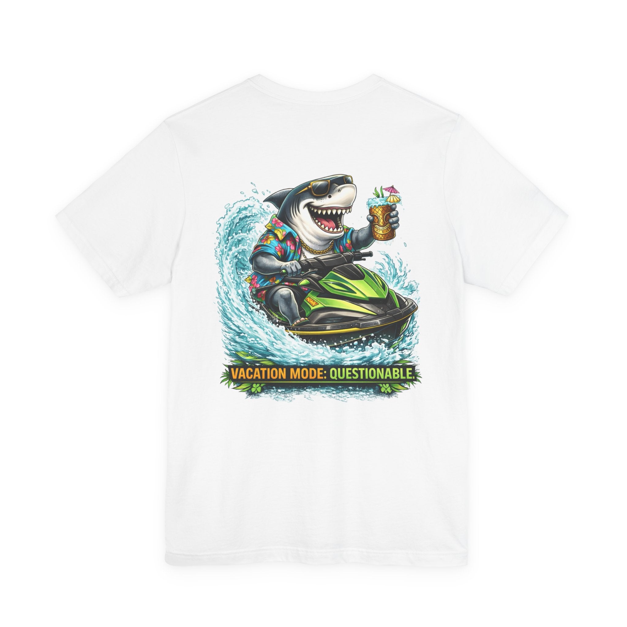 Shark Jet Ski Tee — "Vacation Mode: Questionable" Graphic T-Shirt