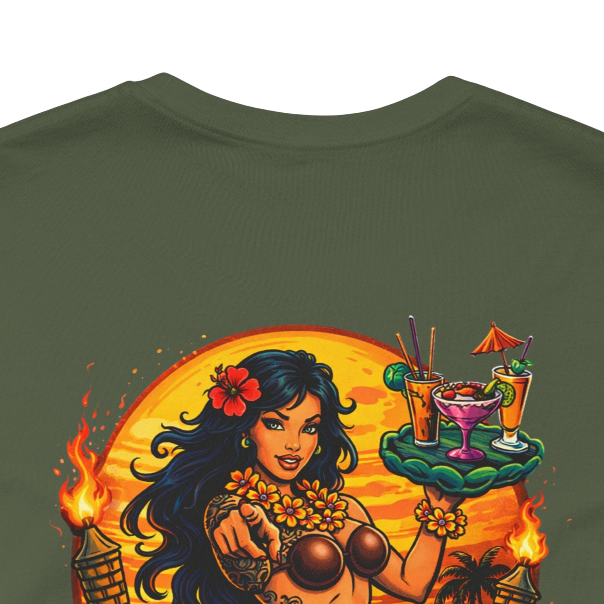Hawaiian Hula Mermaid T‑Shirt — "Drink Hard Stay Unfwktbl" Tropical Bar Tee