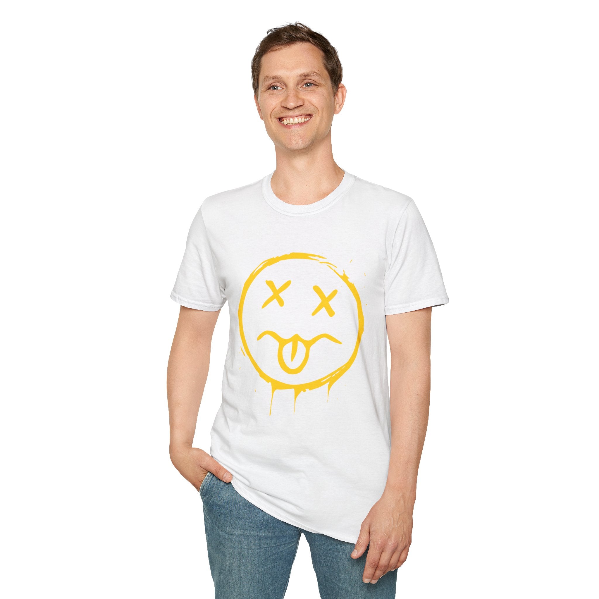 Smiley Face T-Shirt — Yellow Drip Graffiti Emoji Tee