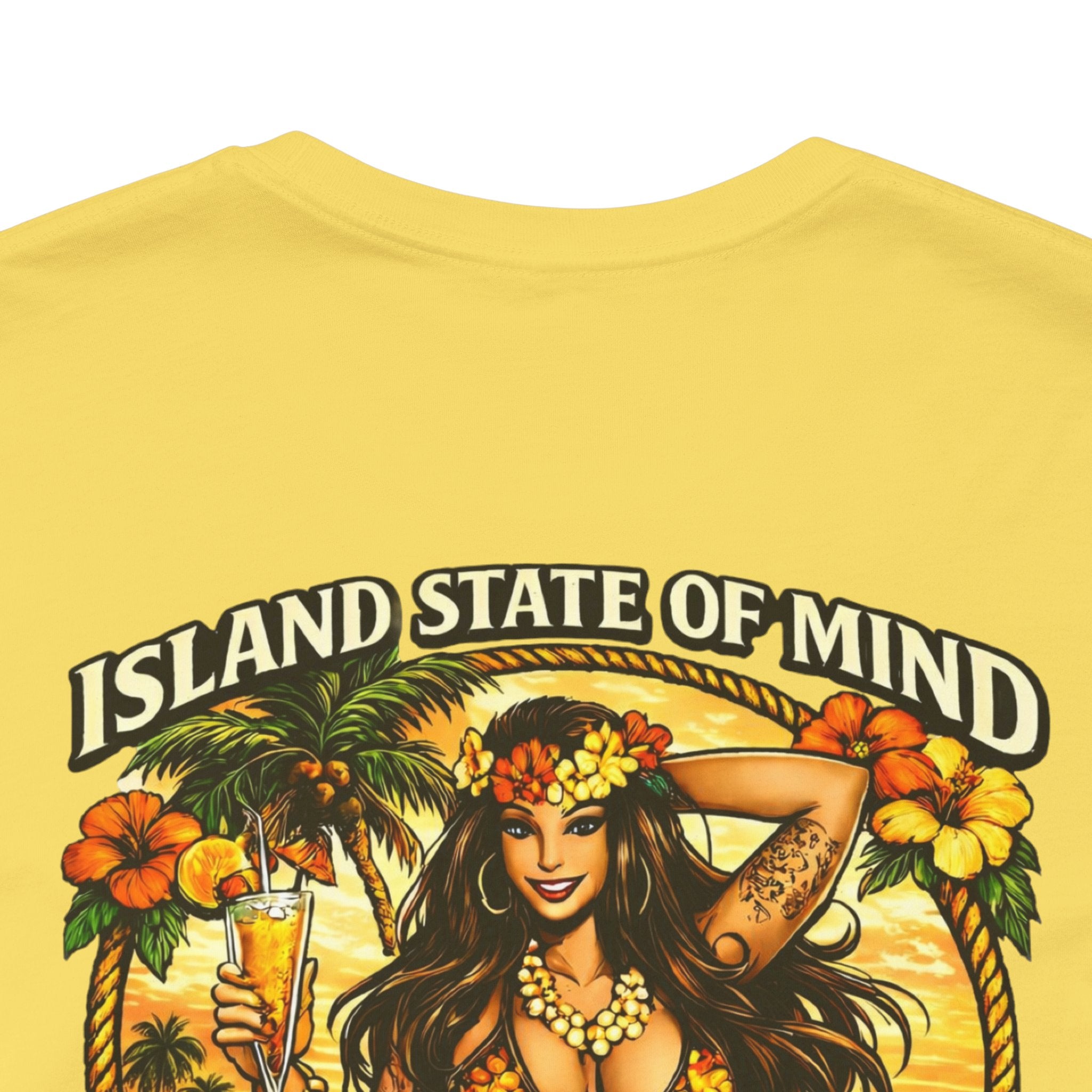 Island State of Mind Graphic Tee — "Stay UNFKWTBL" Tropical Hula Girl Shirt