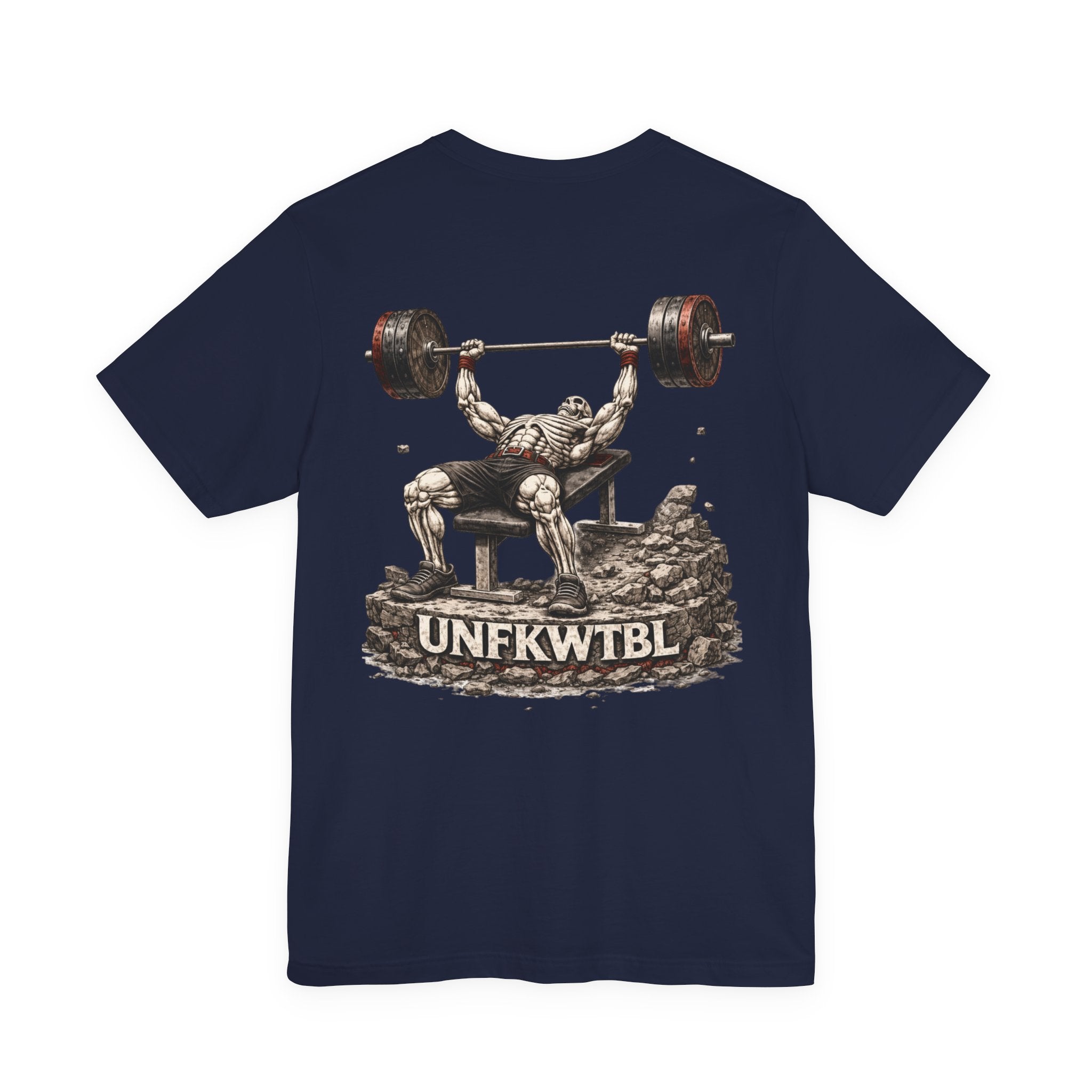 Weightlifting Tee — Vintage Bench Press Skull Design (UNFKWTBL)