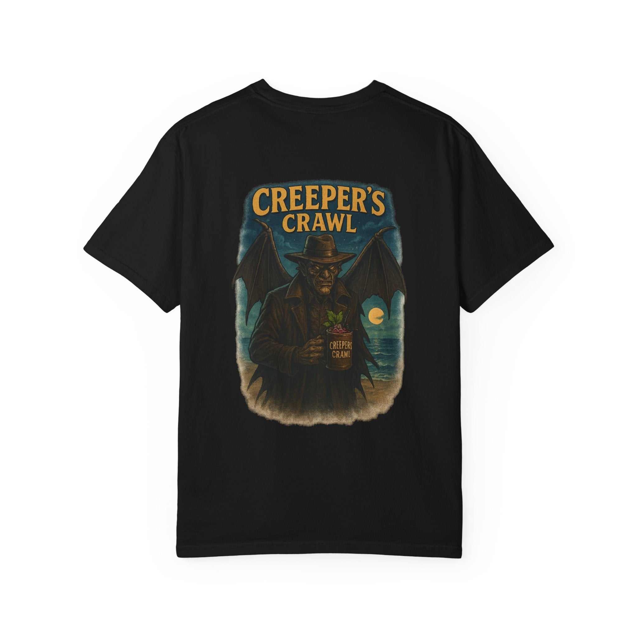 Creeper's Crawl Unisex T-shirt vintage Halloween graphic tee on soft garment-dyed fabric