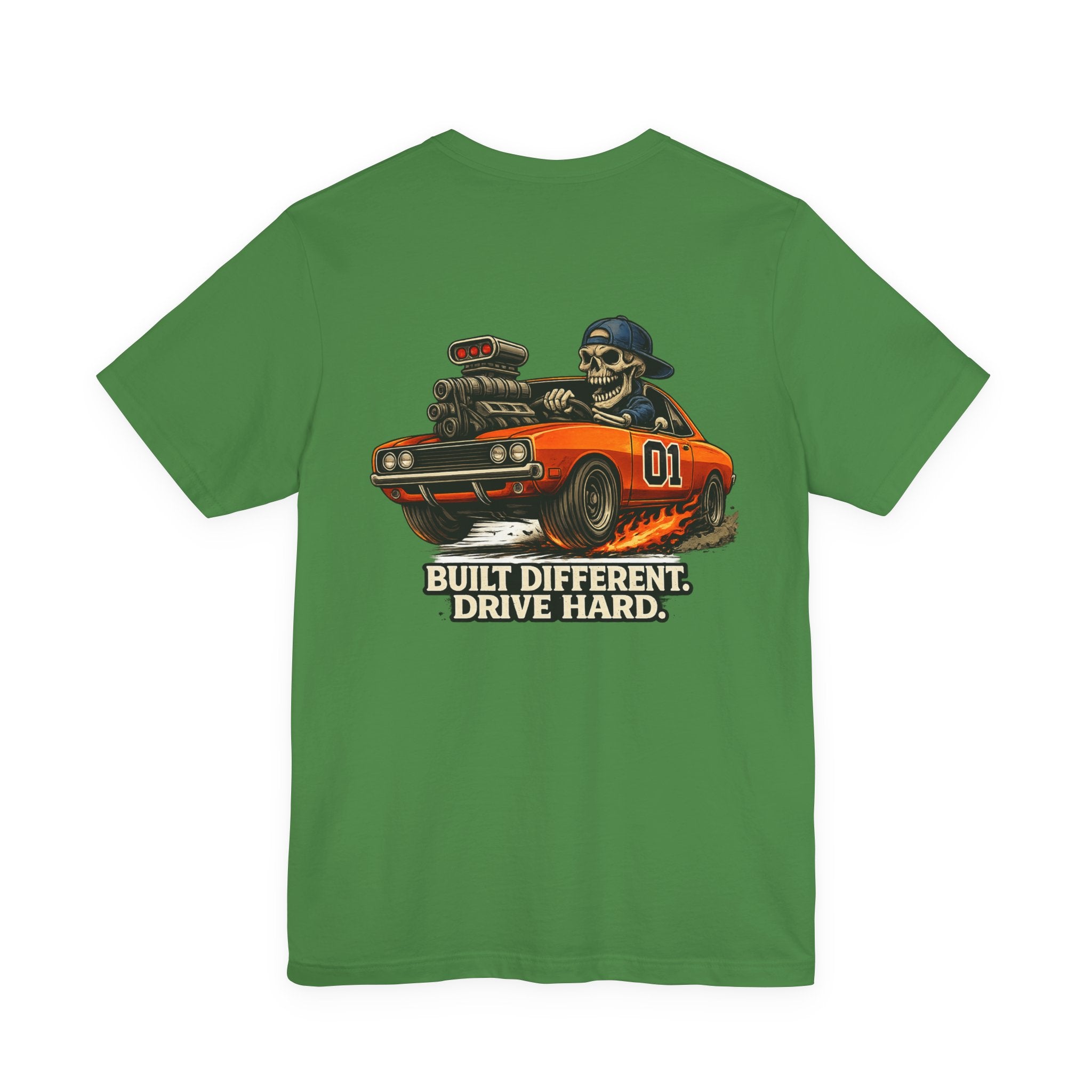 Muscle Car Skull Tee — "Built Different. Drive Hard." Graphic T-Shirt