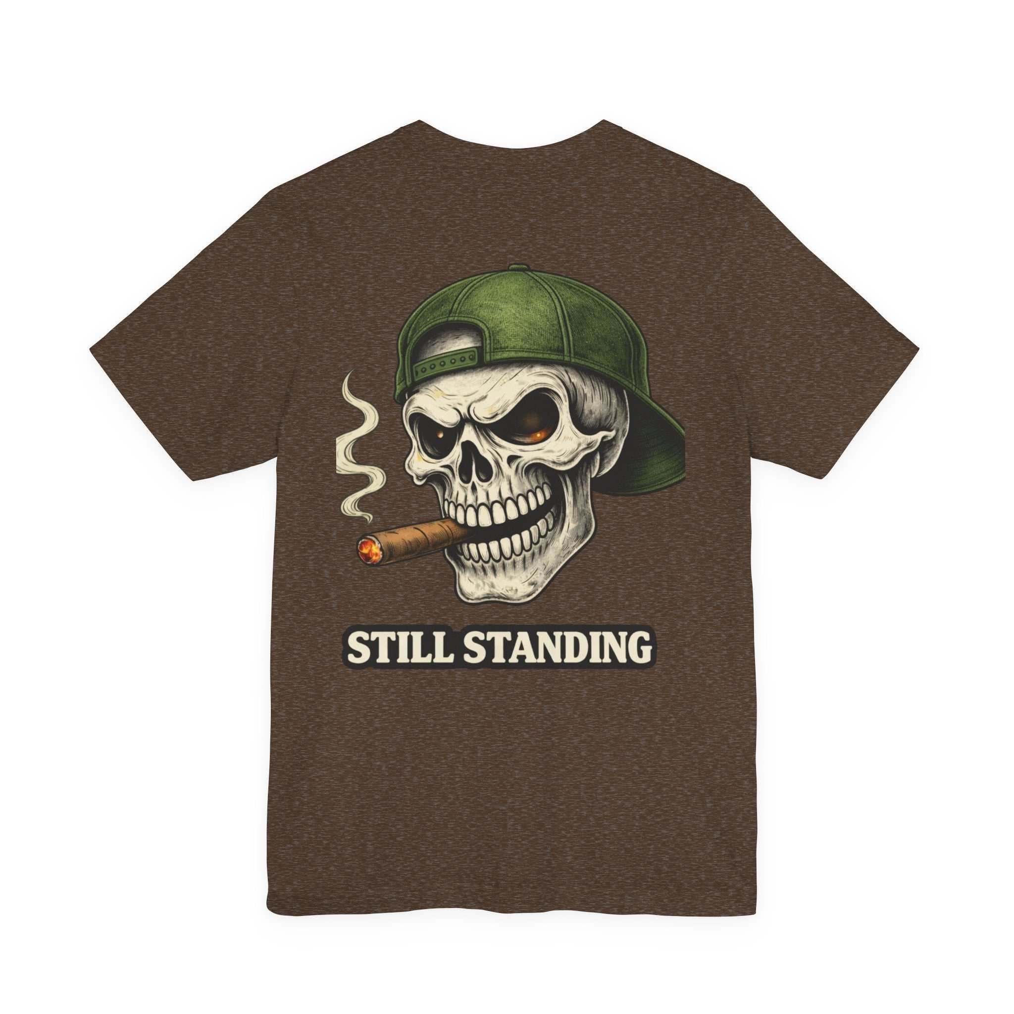 Still Standing Skull Tee — Vintage Military Skull Smoking Cigar T-Shirt