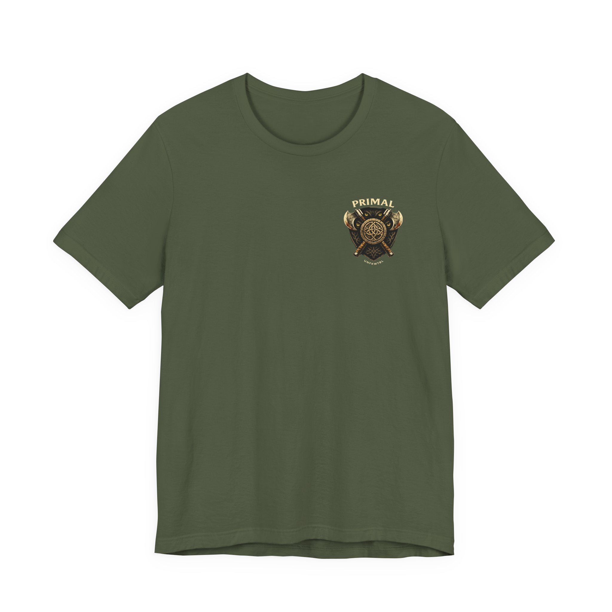 Barbarian Warrior Graphic Tee — 'Primal' Fantasy Pinup Backprint T-Shirt