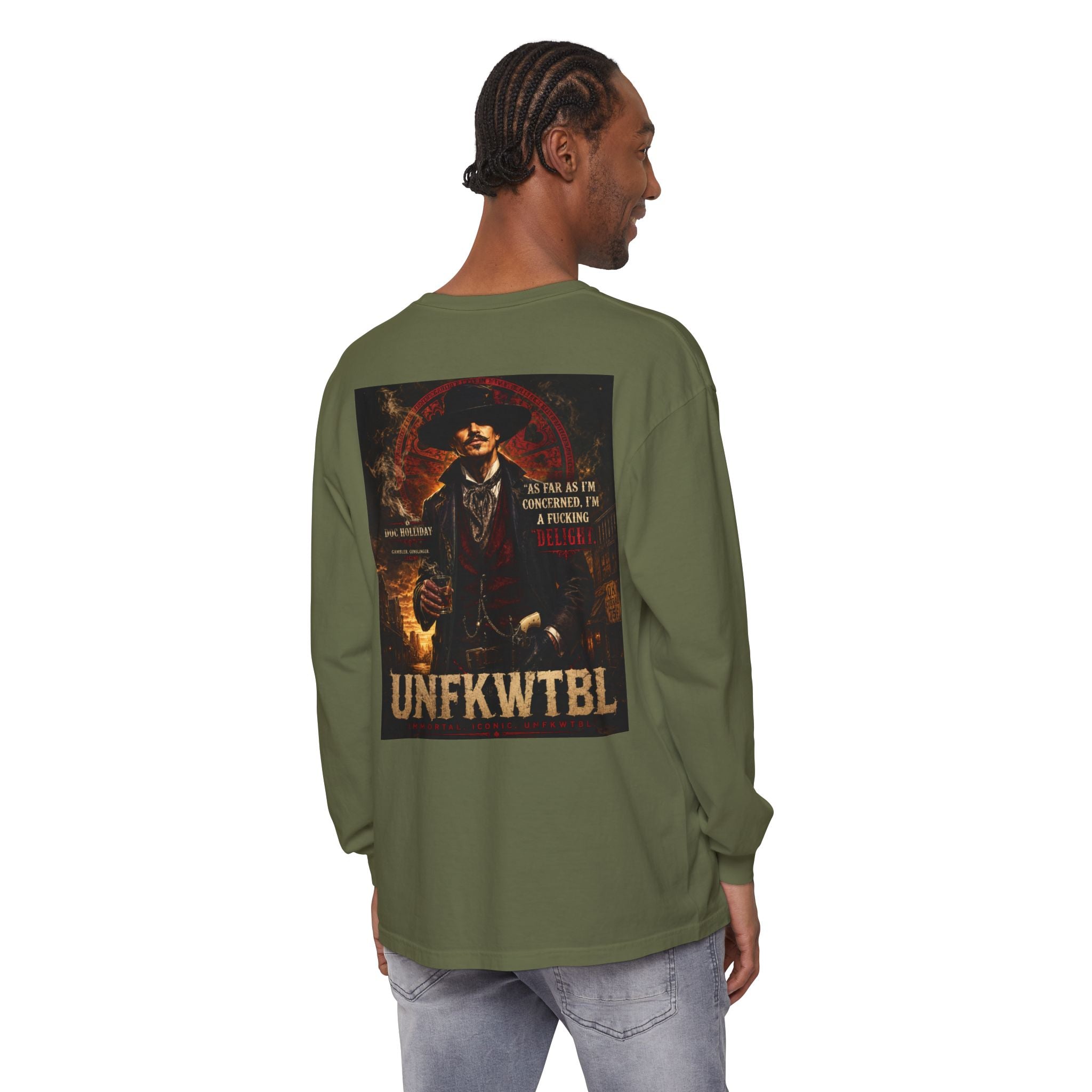 Unfkwtbl Vintage Western Long Sleeve T‑Shirt — Gunslinger Graphic