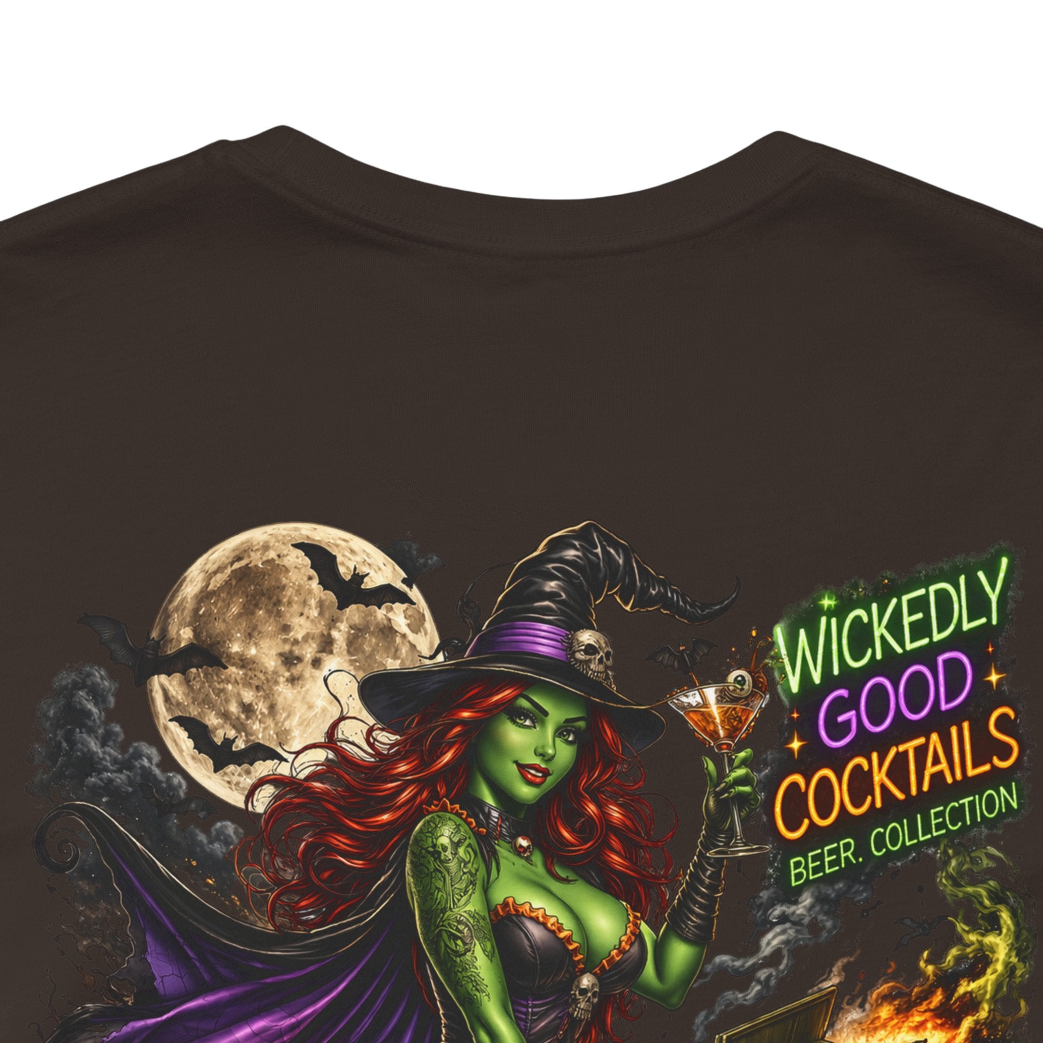 Wickedly Good Cocktails Witch T‑Shirt — Halloween Pinup Witch Tee