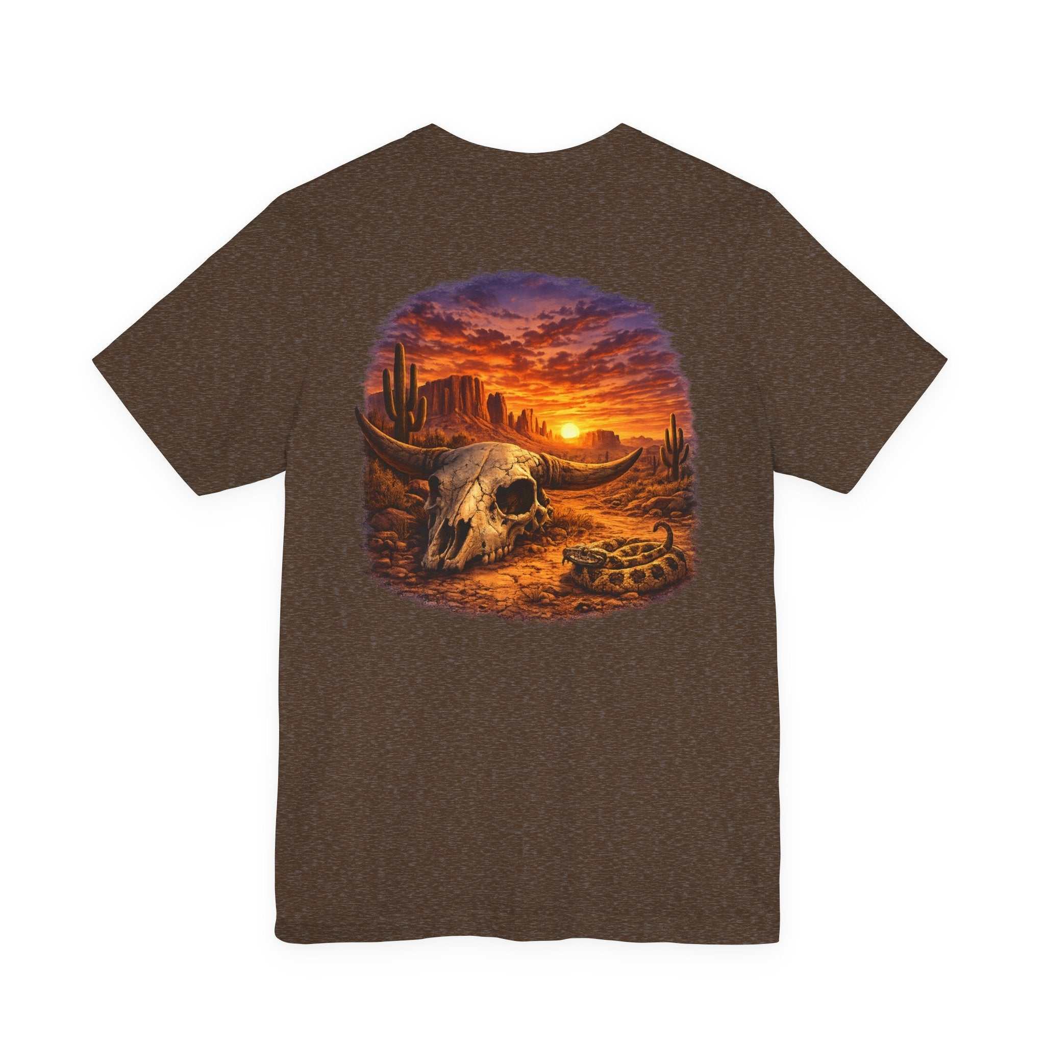 Skull Desert Sunset Tee — Western Bull Skull Graphic T-Shirt