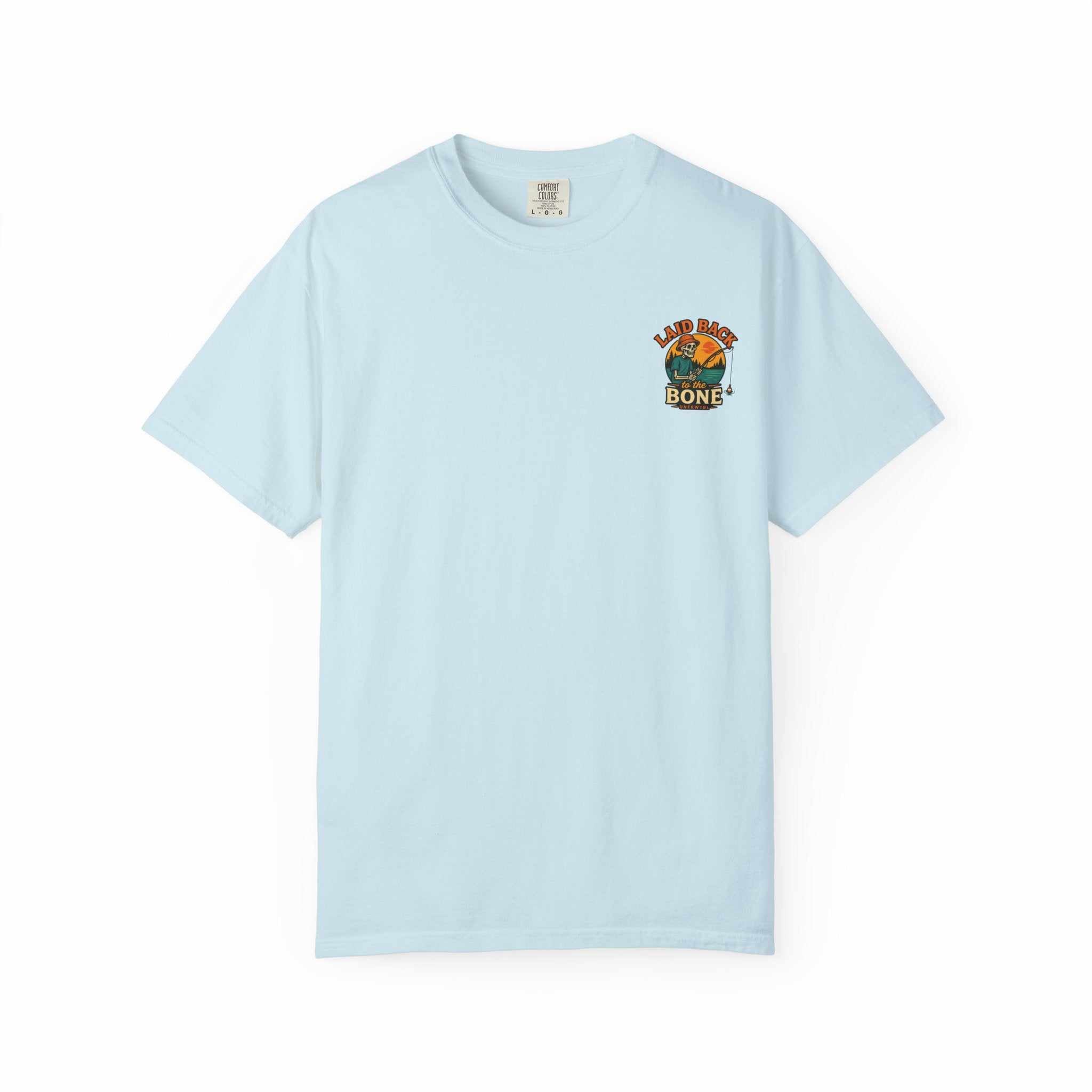 Couldn't Care Less T-Shirt — Retro Skeleton Fishing Graphic Tee