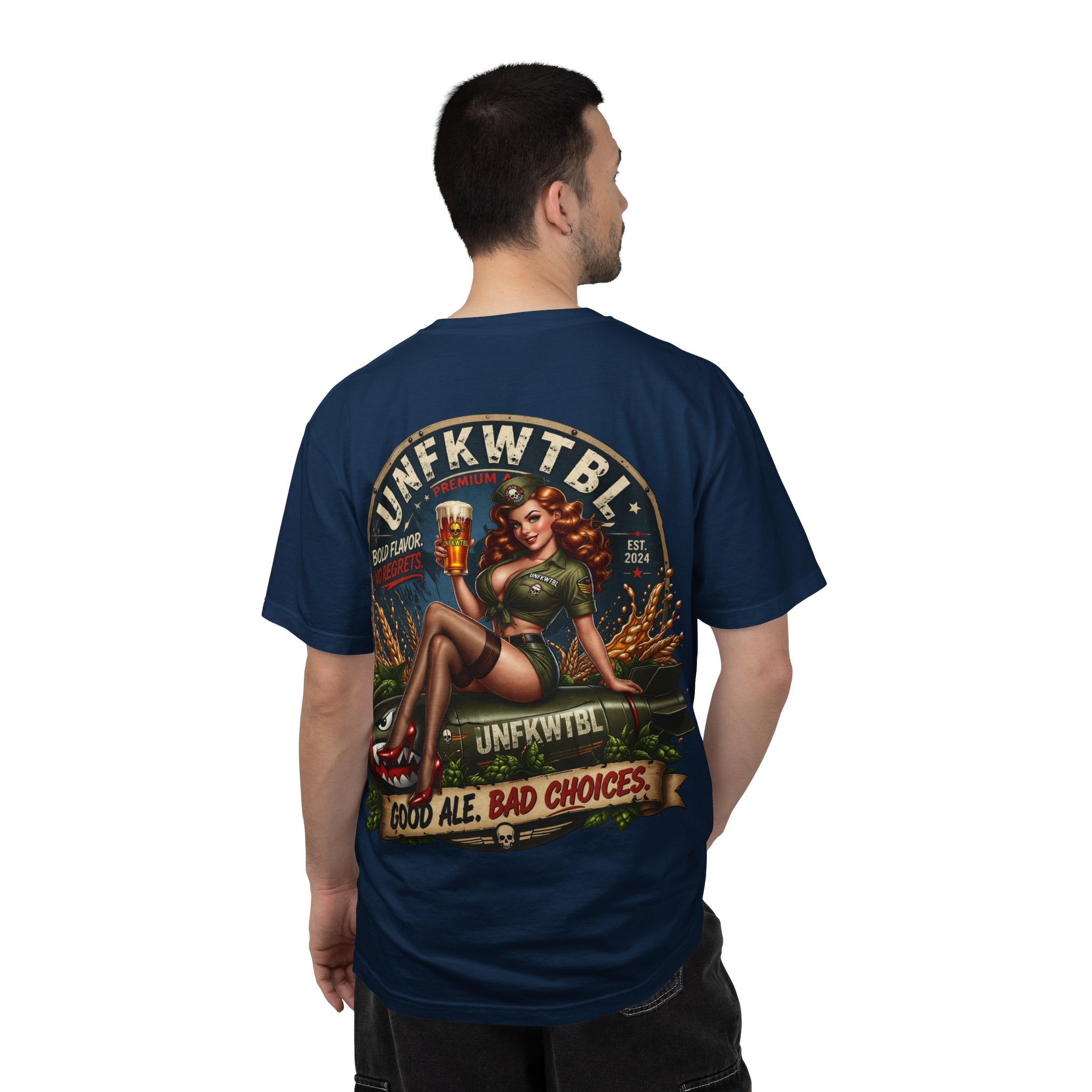Beer Pinup T-Shirt – "Good Ale, Bad Choices" Retro Graphic Tee