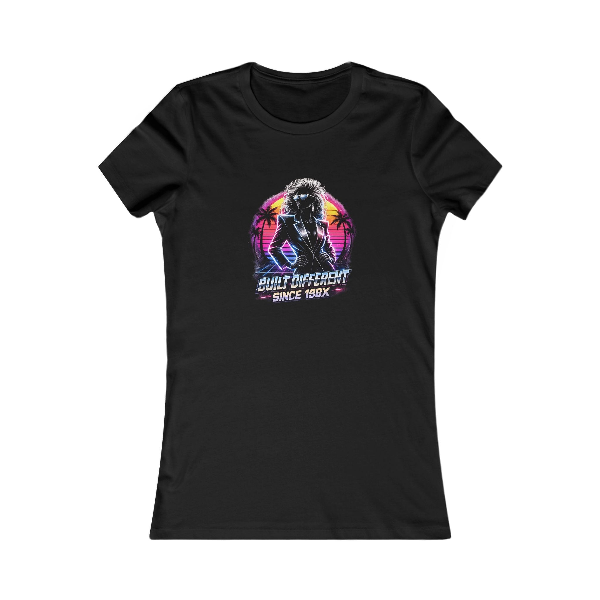 Women's Retro Palm Graphic Tee — "Don't Worry, Surf's Up" Vintage Sunset Shirt