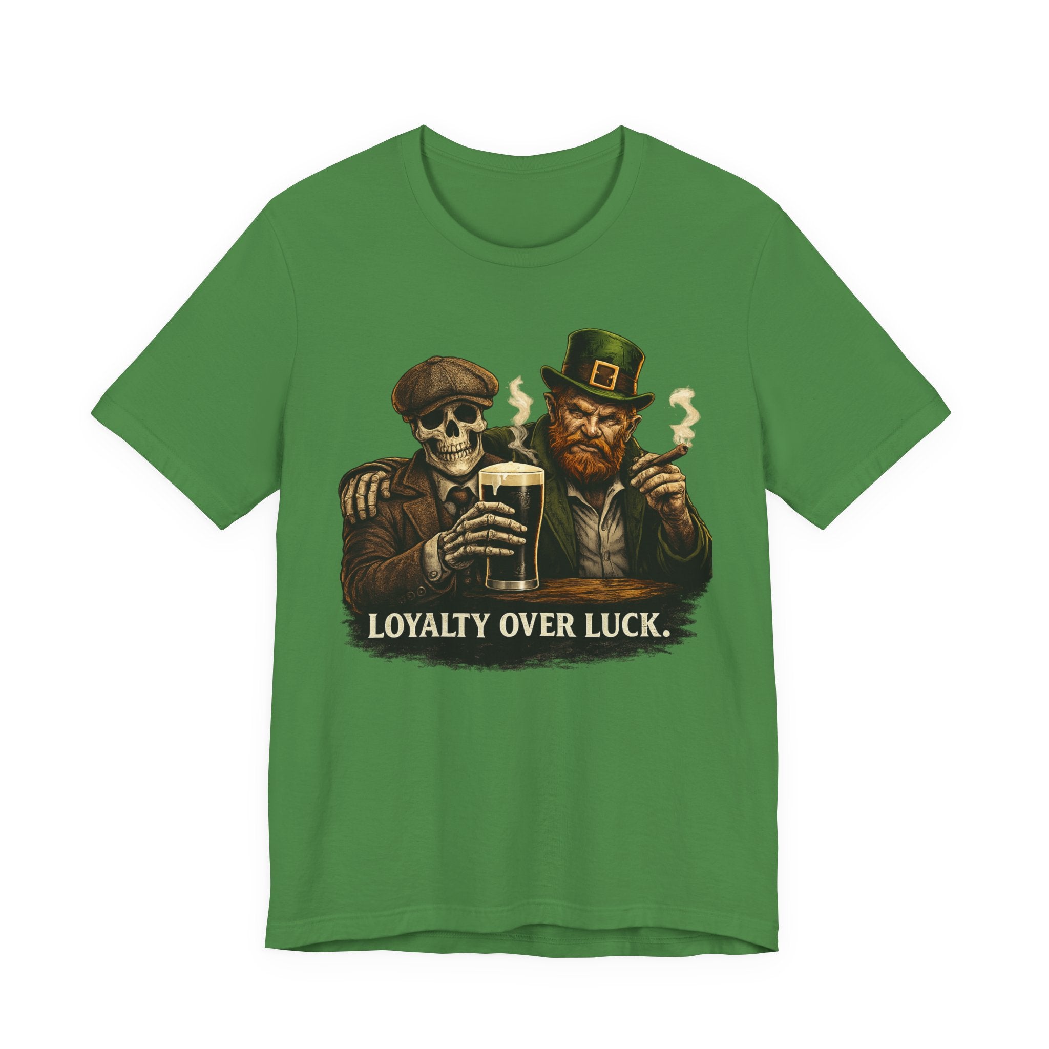 Loyalty Over Luck St. Patrick’s Tee — Vintage Leprechaun & Skeleton Pub Graphic T‑Shirt