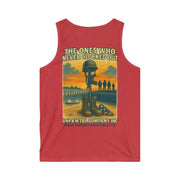 Men's Memorial Tribute Tank Top in red with patriotic military remembrance graphic and text honoring fallen heroes