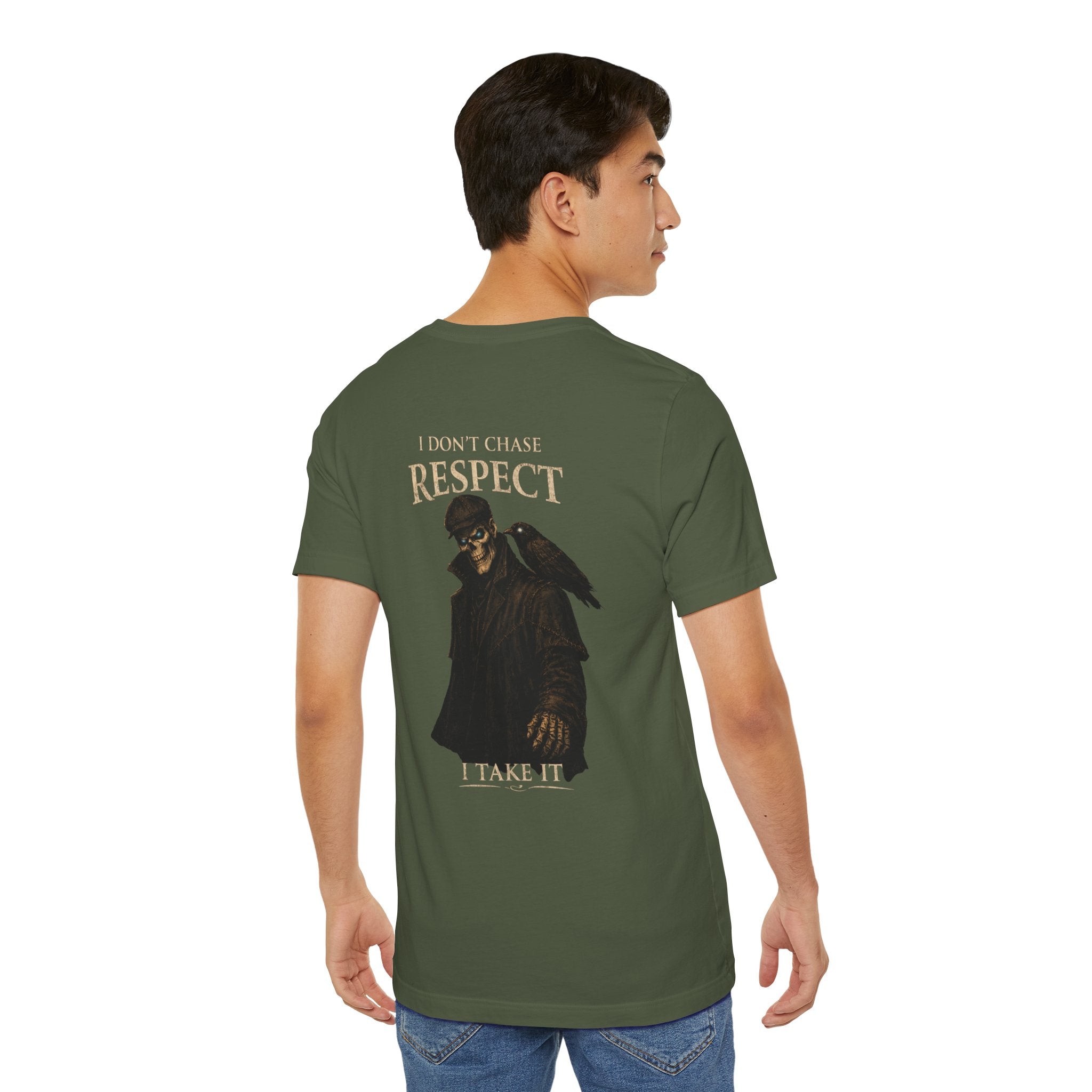 Respect T-Shirt — "I Don't Chase Respect, I Take It" Raven Graphic Tee