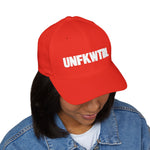Embroidered 'UNFKWTBL' Closed-Back Structured Cap — Bold Distressed Logo Dad Hat