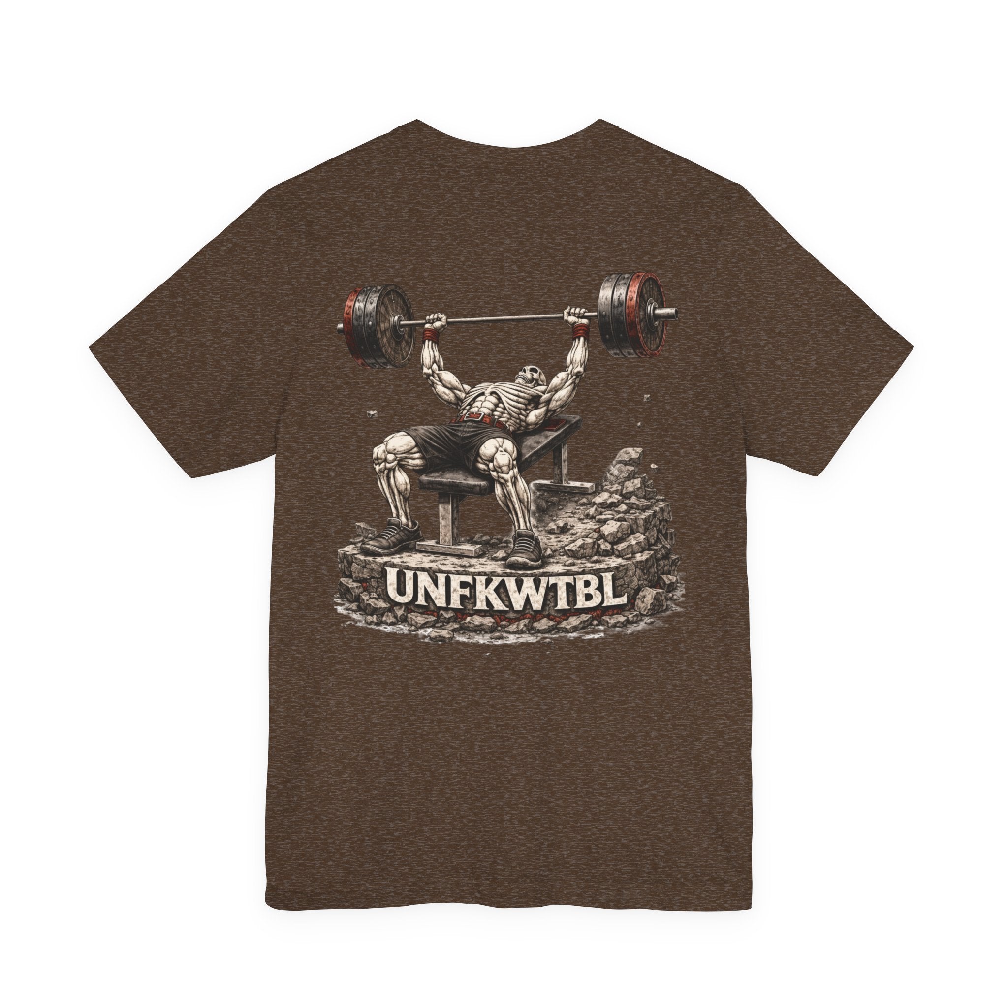 Weightlifting Tee — Vintage Bench Press Skull Design (UNFKWTBL)