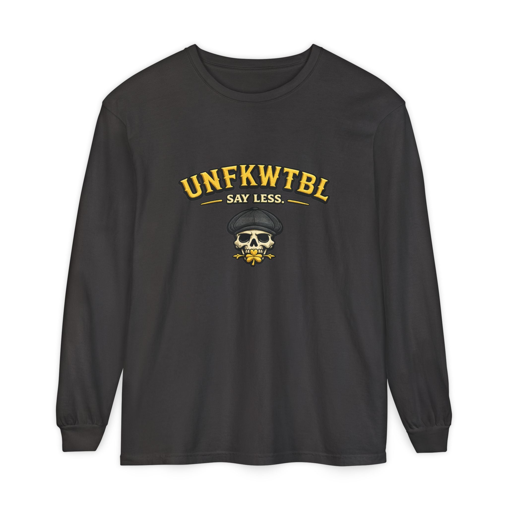 Unfkwtbl Skull Long Sleeve T‑Shirt — “Say Less” Graphic Tee