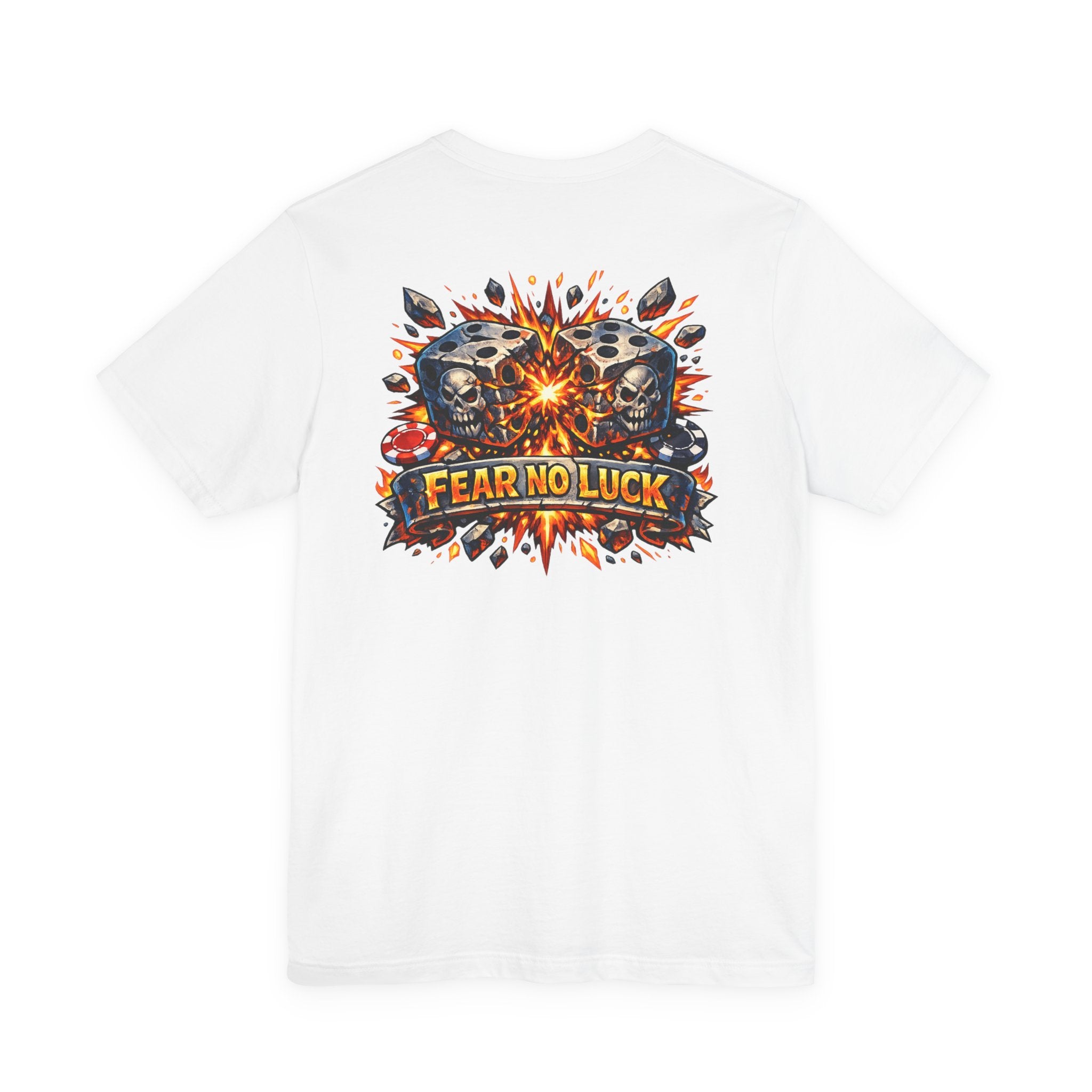 Fear No Luck Skull Graphic Tee — Bold Biker Poker T‑Shirt