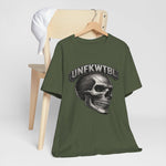 Skull Graphic Tee with 'UNFKWTBL' Banner — Gothic Skull T-Shirt