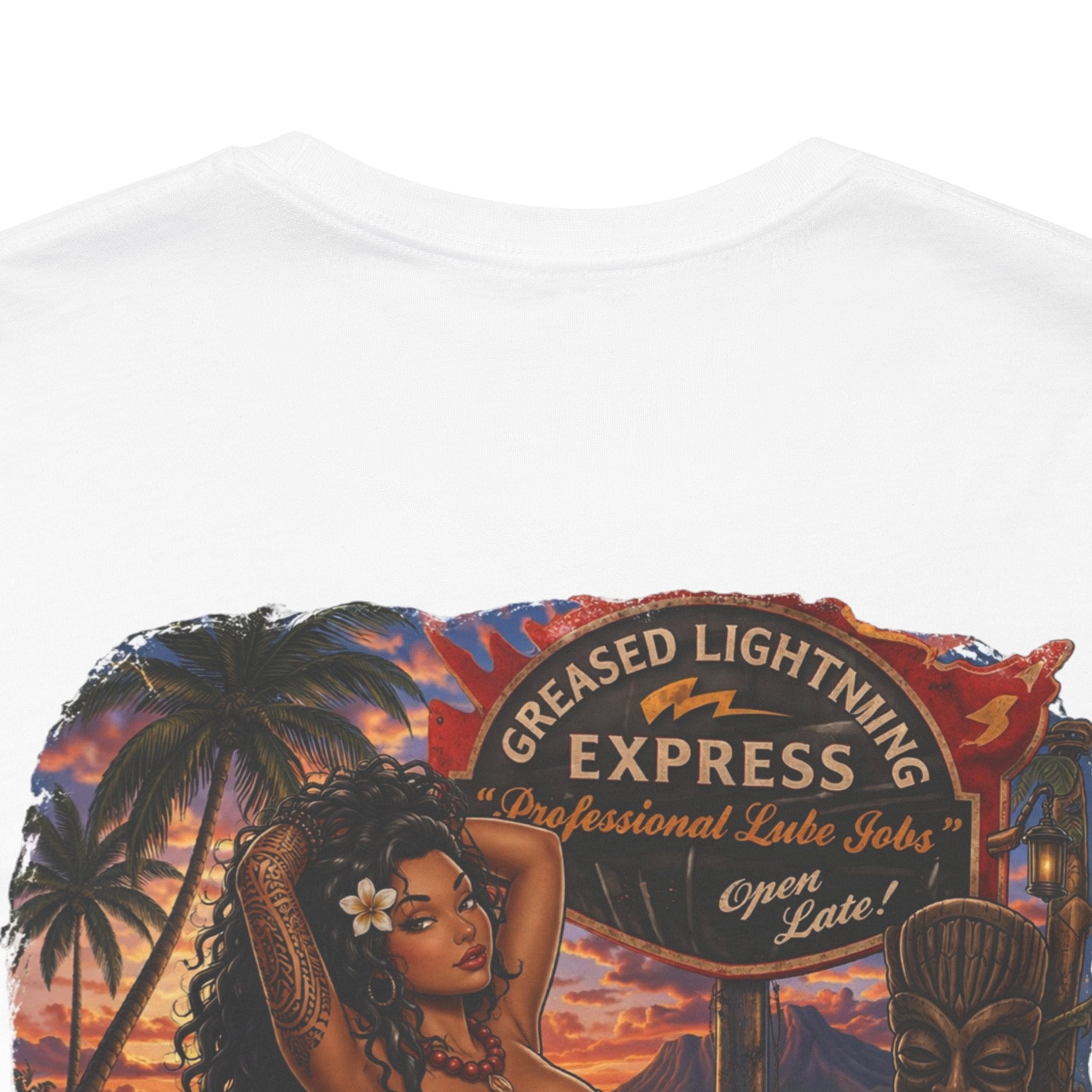Motorcycle Pin-Up Tee — Sunset Riders Graphic T-Shirt