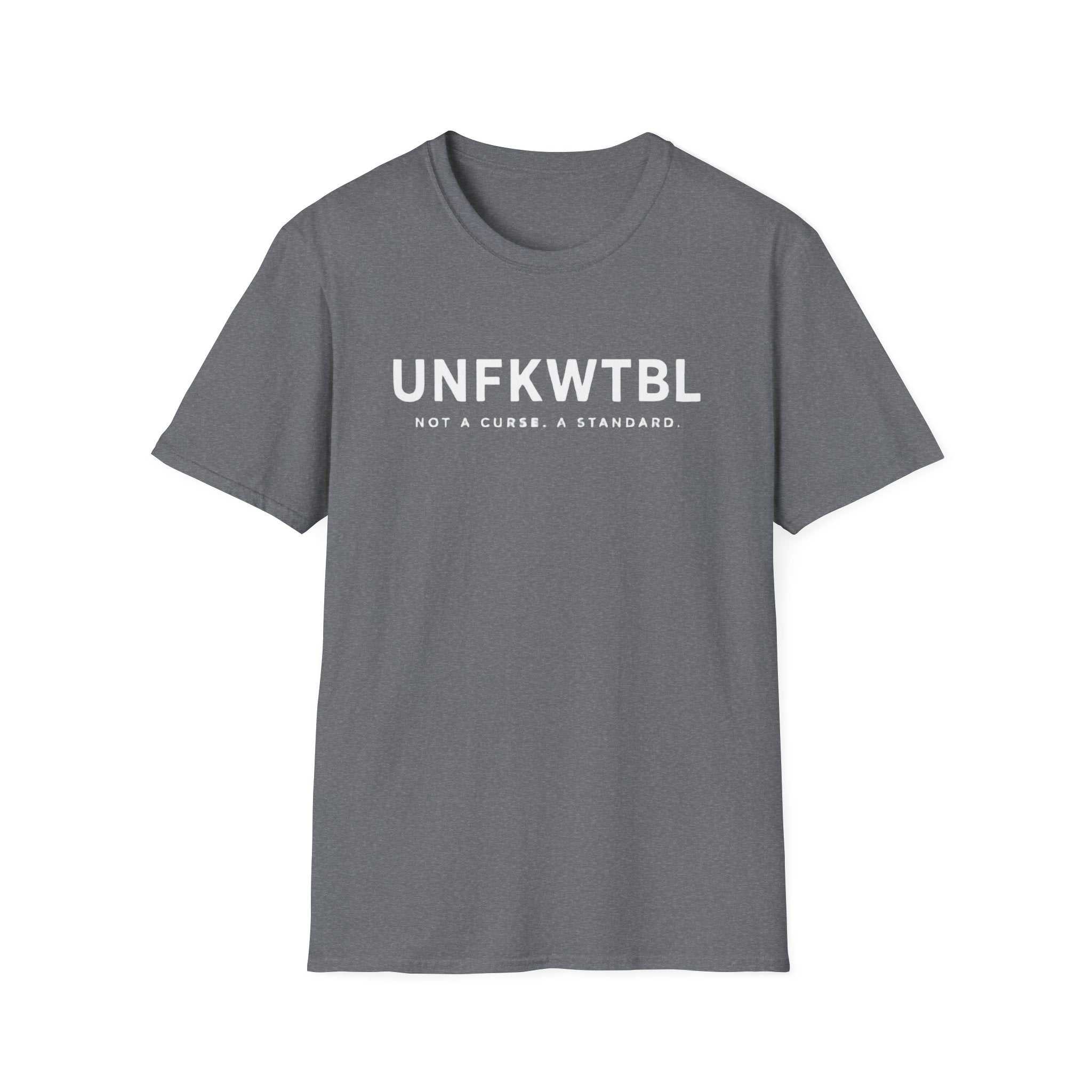 UNFKWTBL Not A Curse minimalist statement tee in lightweight cotton with bold chest print