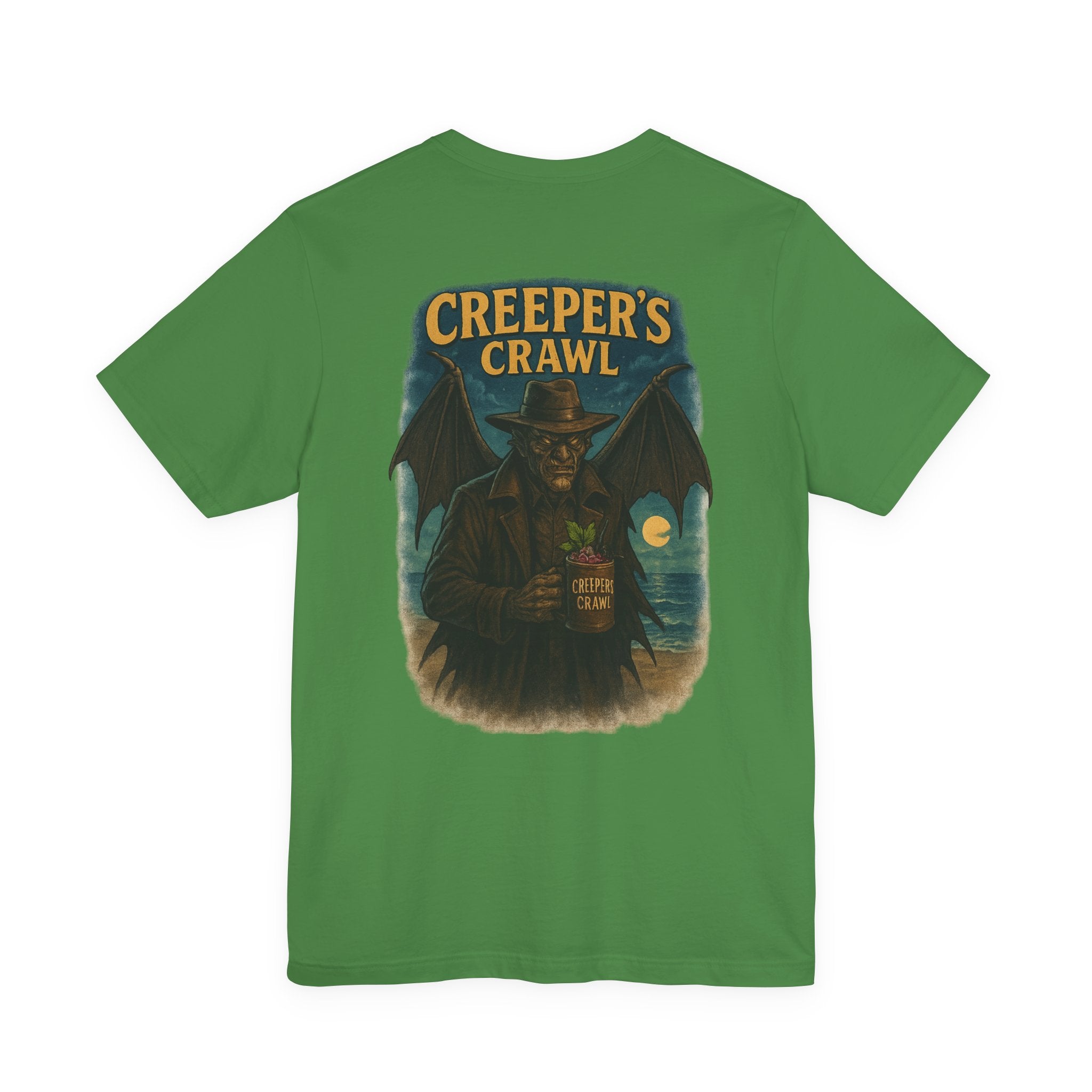 Creeper's Crawl Vintage Horror Tee — Spooky Bat Cowboy Graphic T-Shirt